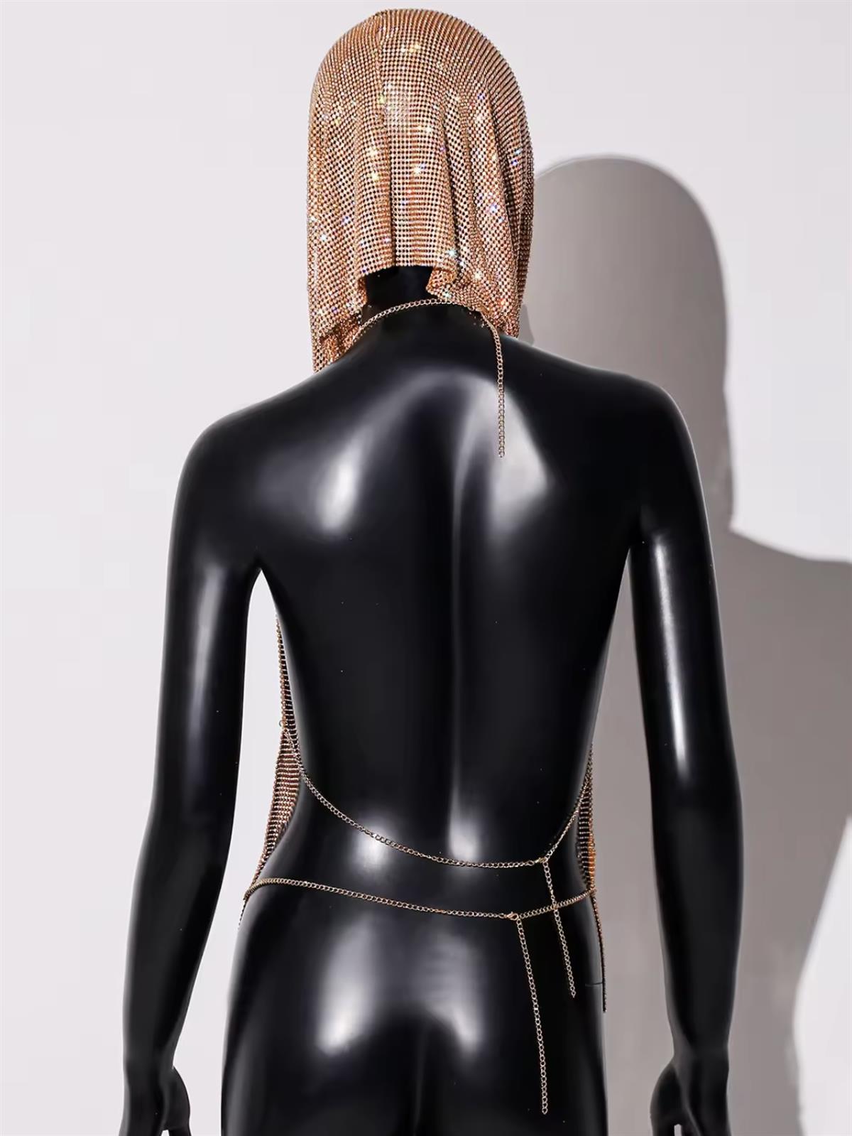 Kapüşonlu Chainmail Siyah Büstiyer