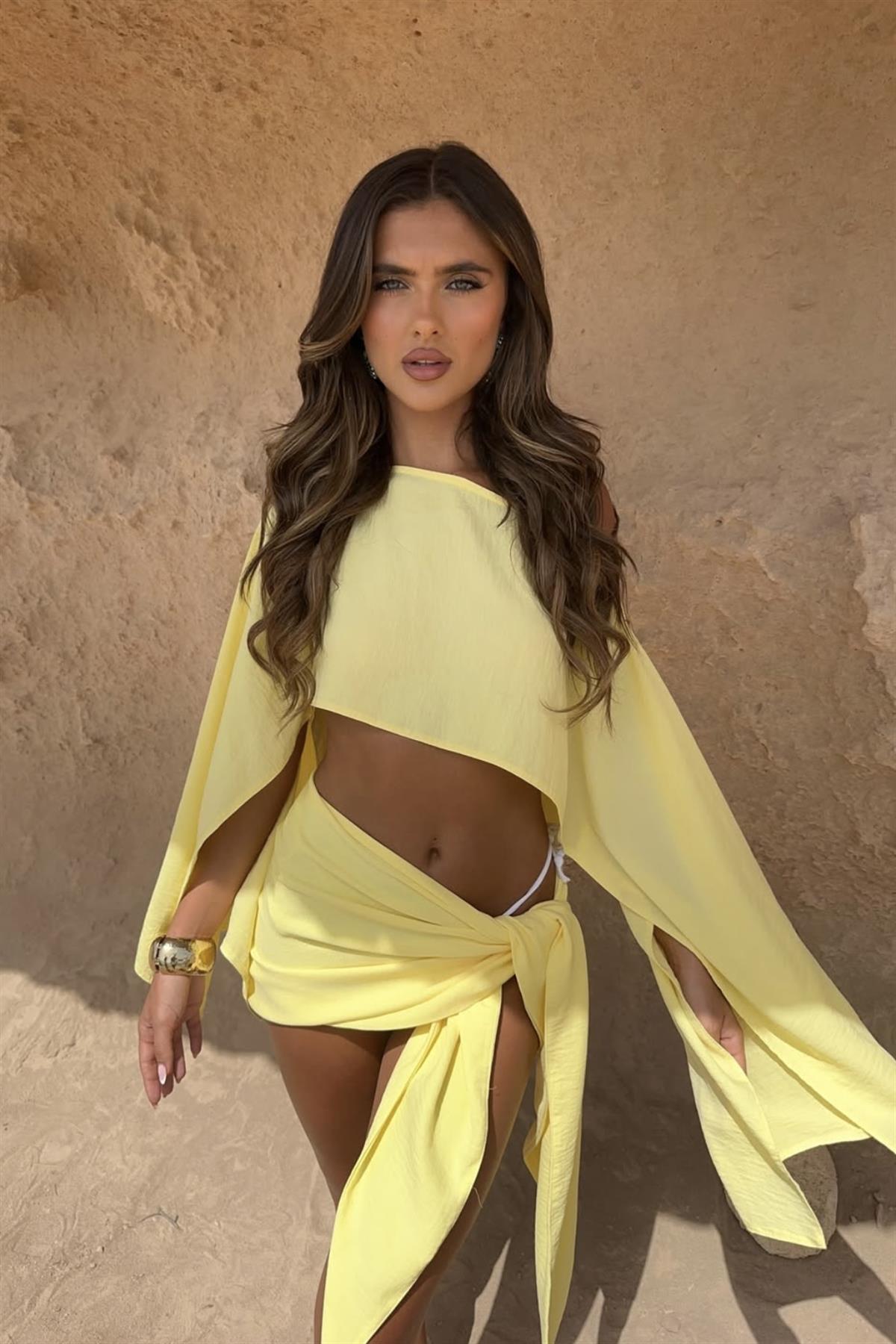 Keten Bağlamalı Asimetrik Takım - Sarı