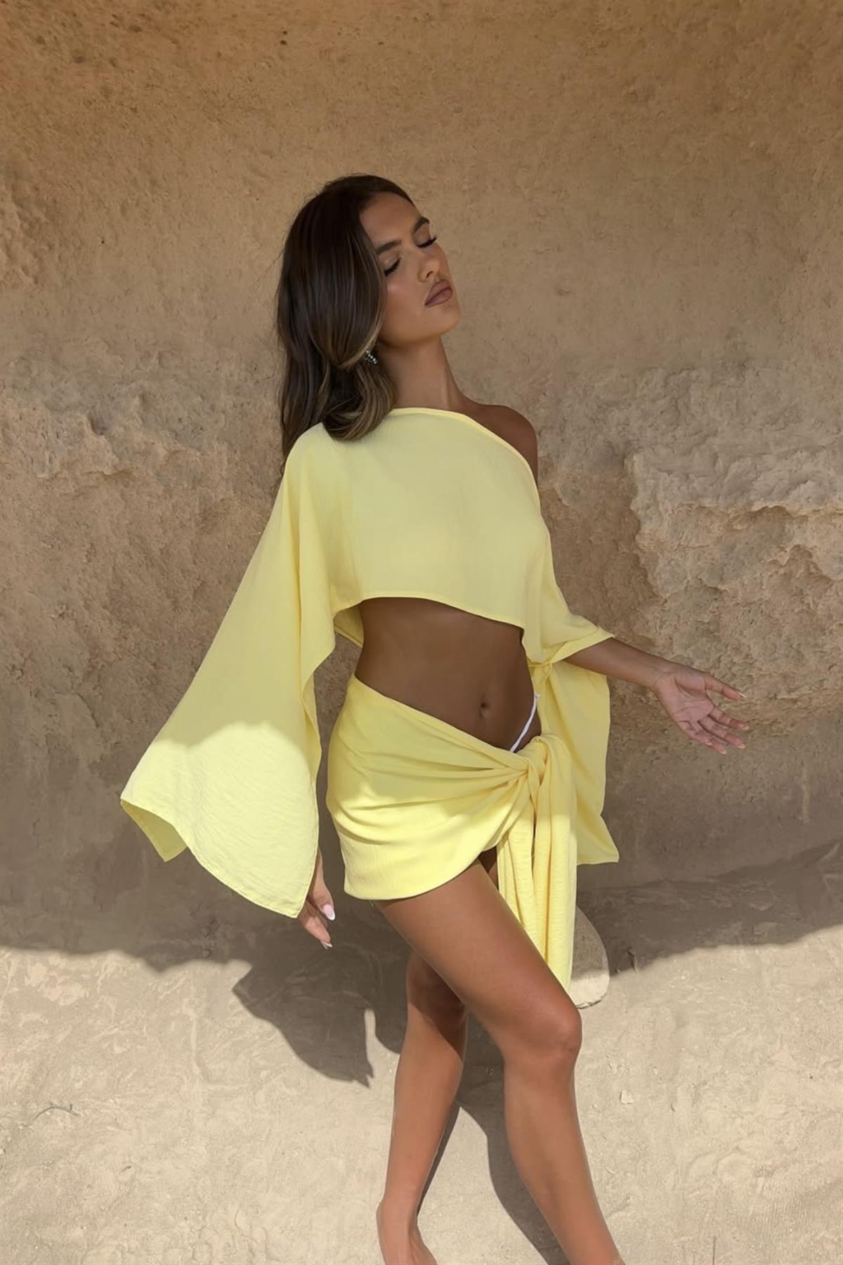 Keten Bağlamalı Asimetrik Takım - Sarı