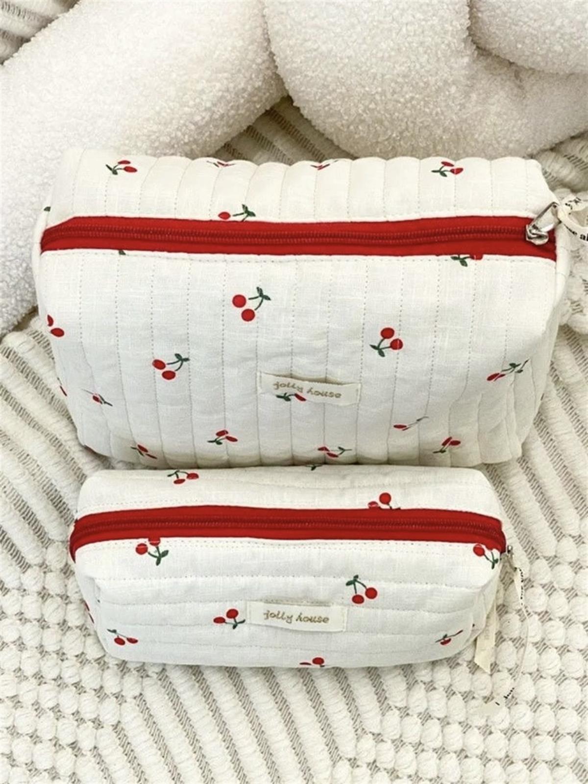 Kiraz Desenli 2li Seyahat Çantası