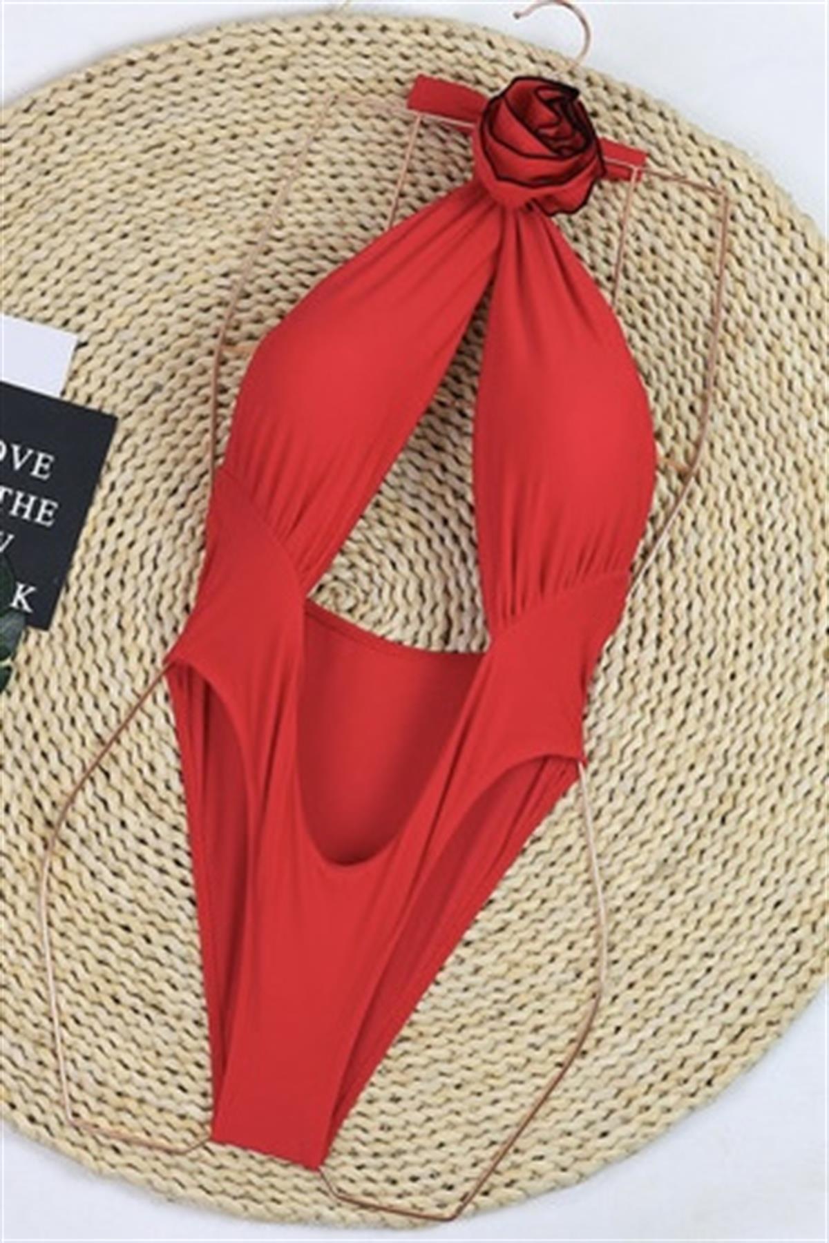 Kırmızı Gül Detaylı Mayo