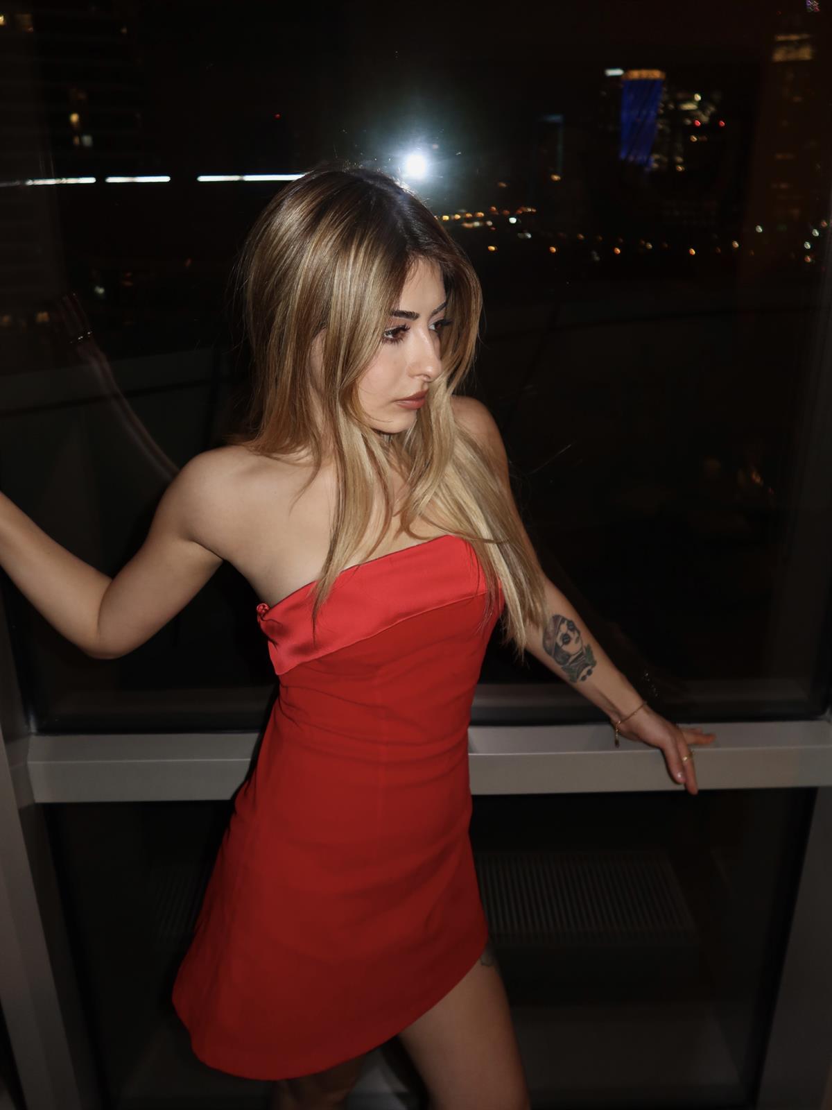 Kırmızı Kadife Mini Elbise