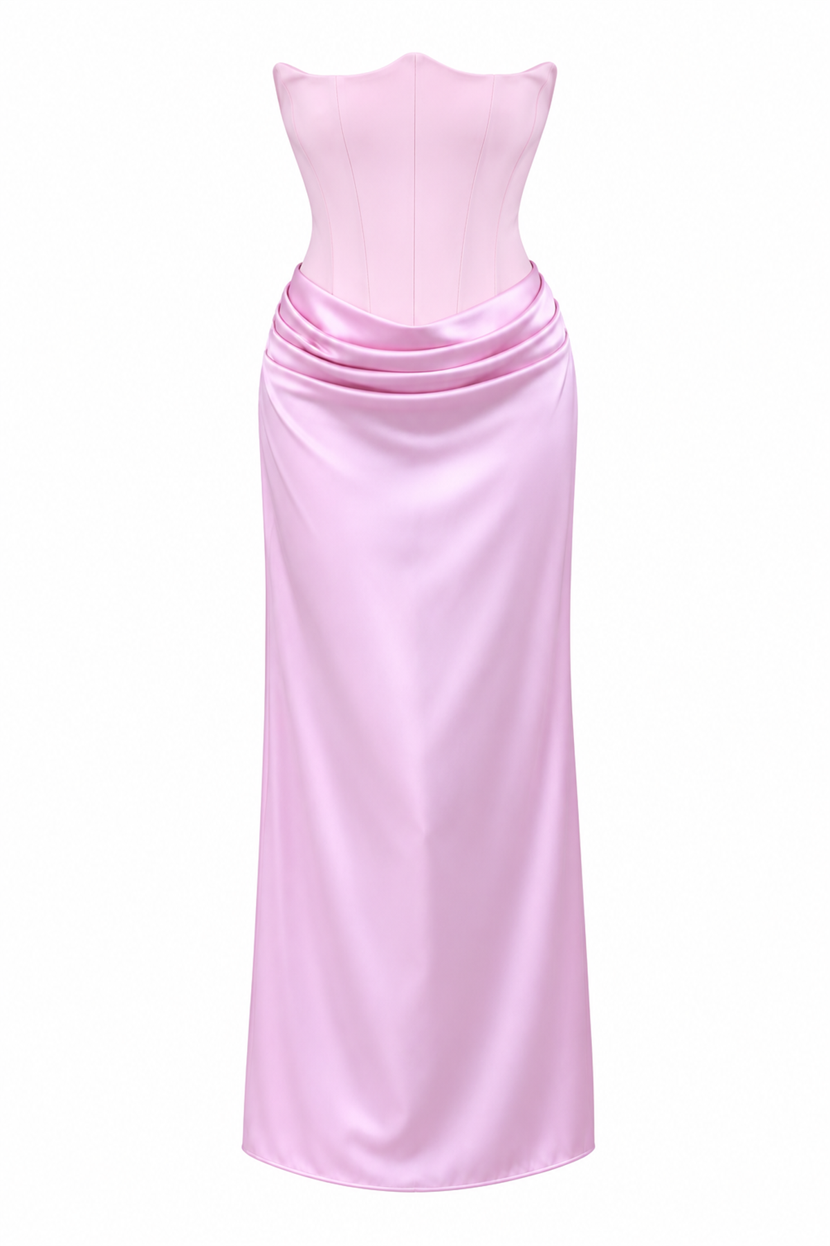 Korse Form Drapeli Pembe Elbise