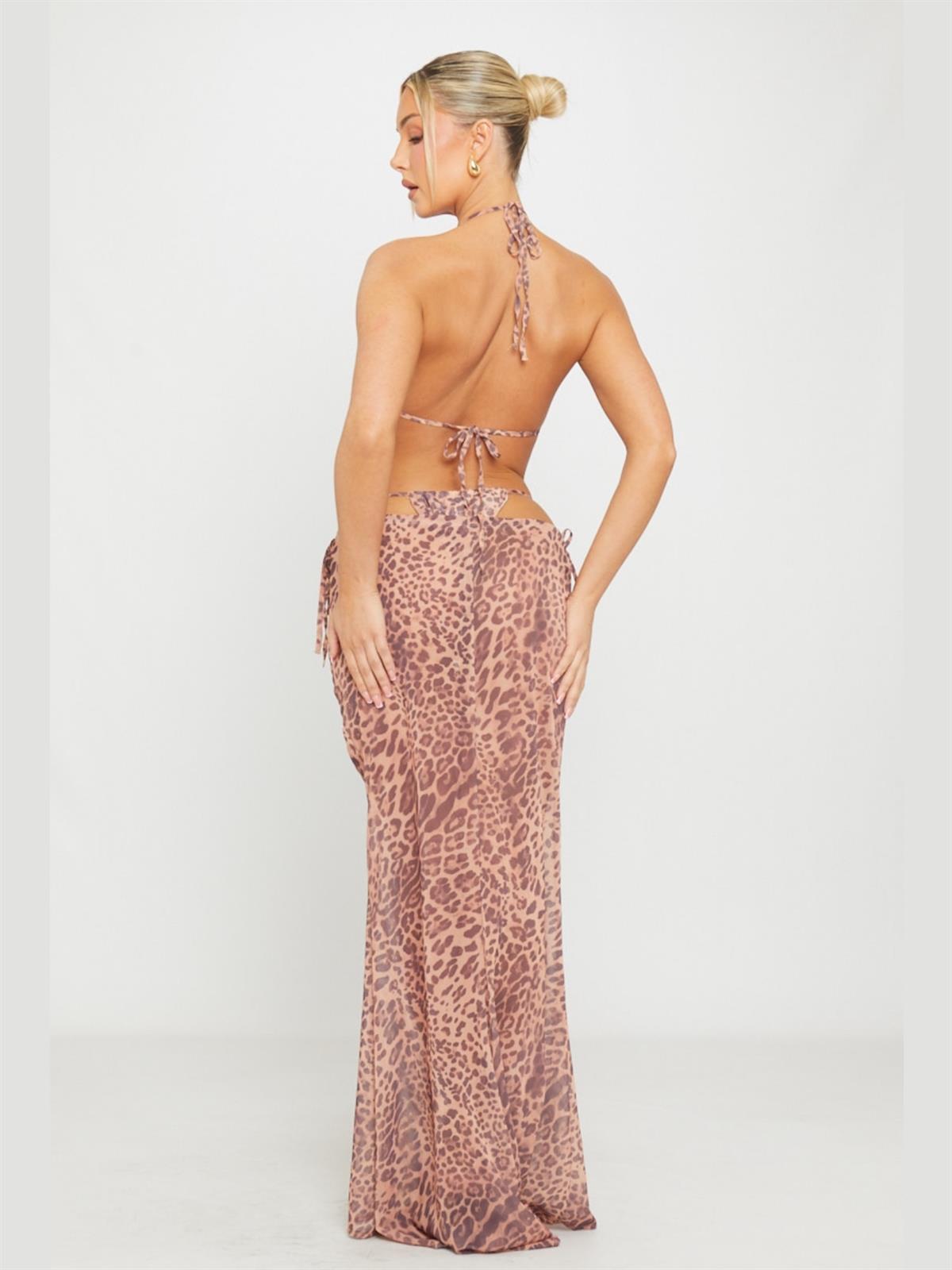 Leopar Desenli Bikini Takımı Ve Etek Takım