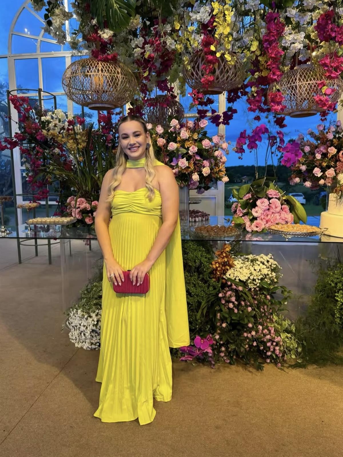 Straplez Pileli Şal Detaylı Elbise - Yeşil