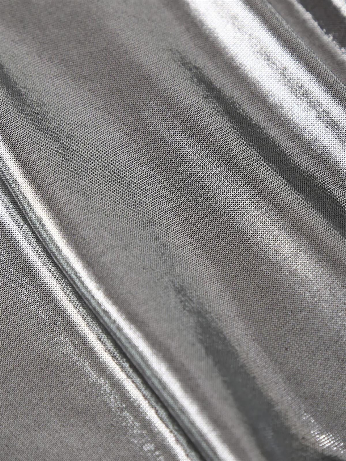 Metalik Sılver Asimetrik Bluz