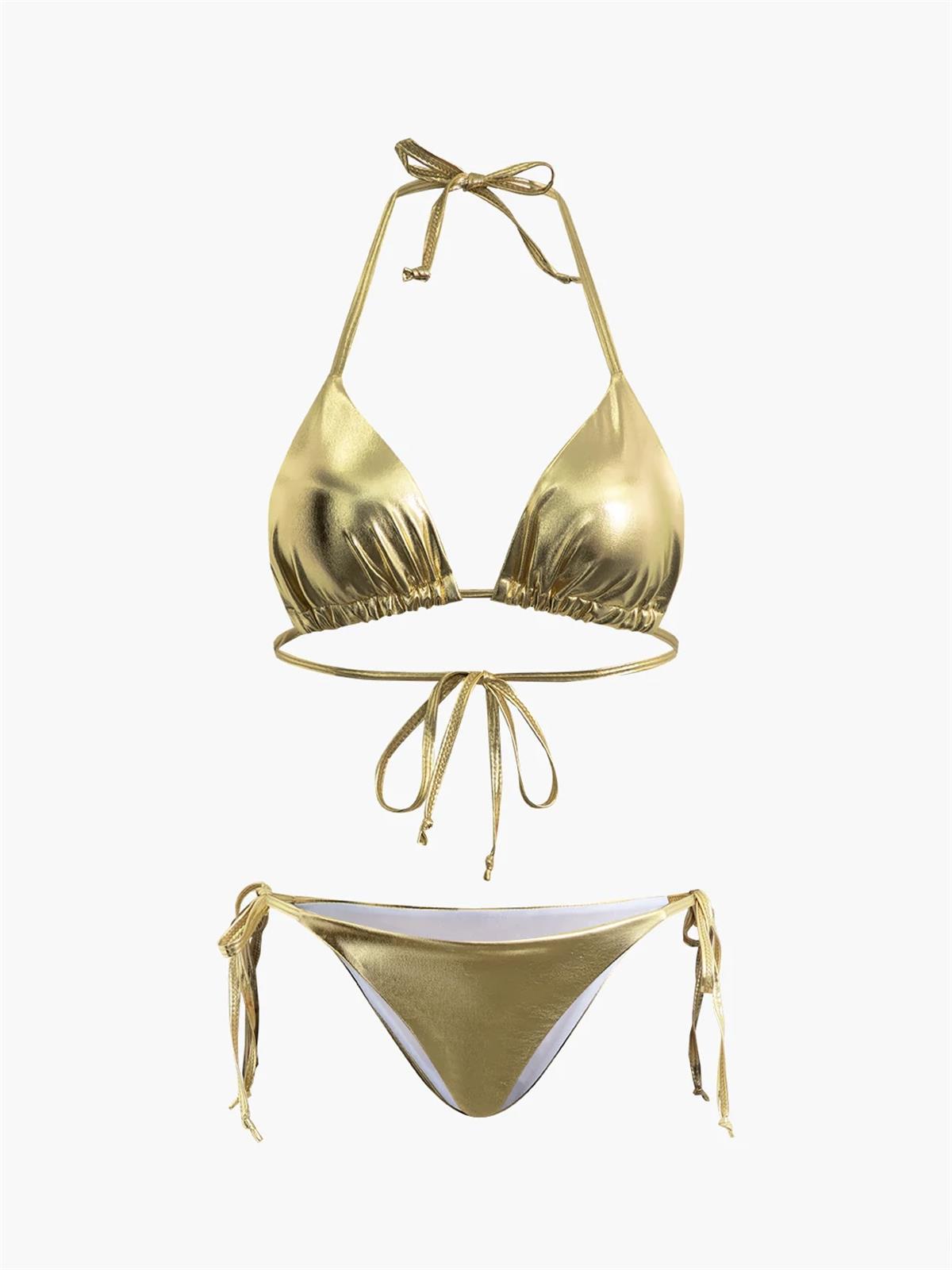 Metalik Bikini Takımı - Gold