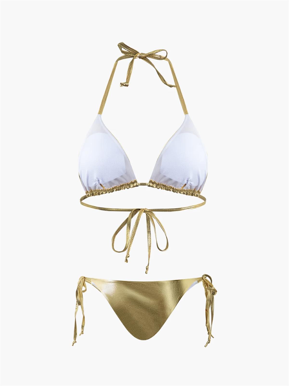 Metalik Bikini Takımı - Gold