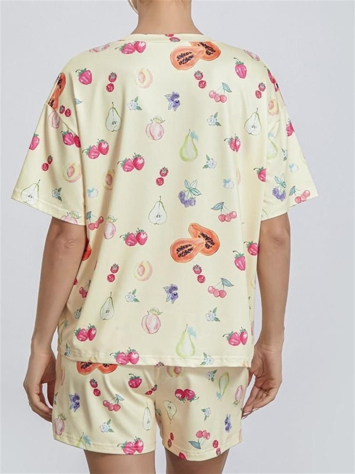Meyve Desenli Kısa Pijama Takımı