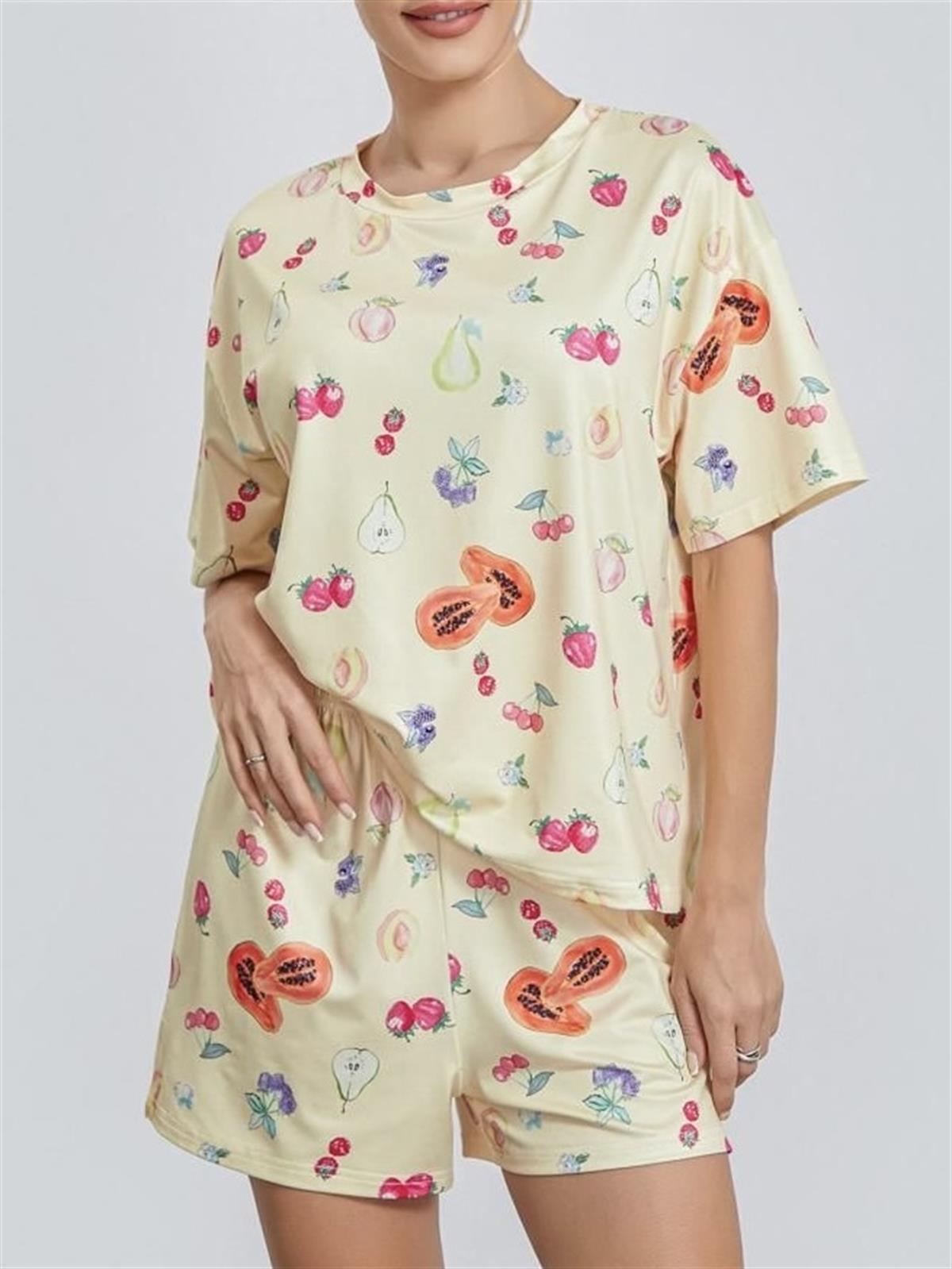 Meyve Desenli Kısa Pijama Takımı