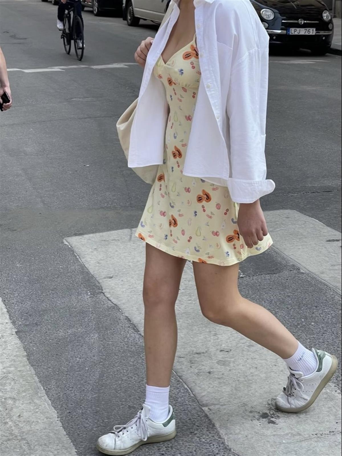 Meyve Desenli Mini Pijama Elbise