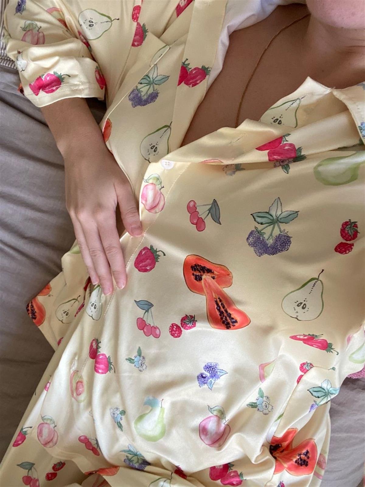 Meyve Desenli Uzun Kollu Pijama Takımı