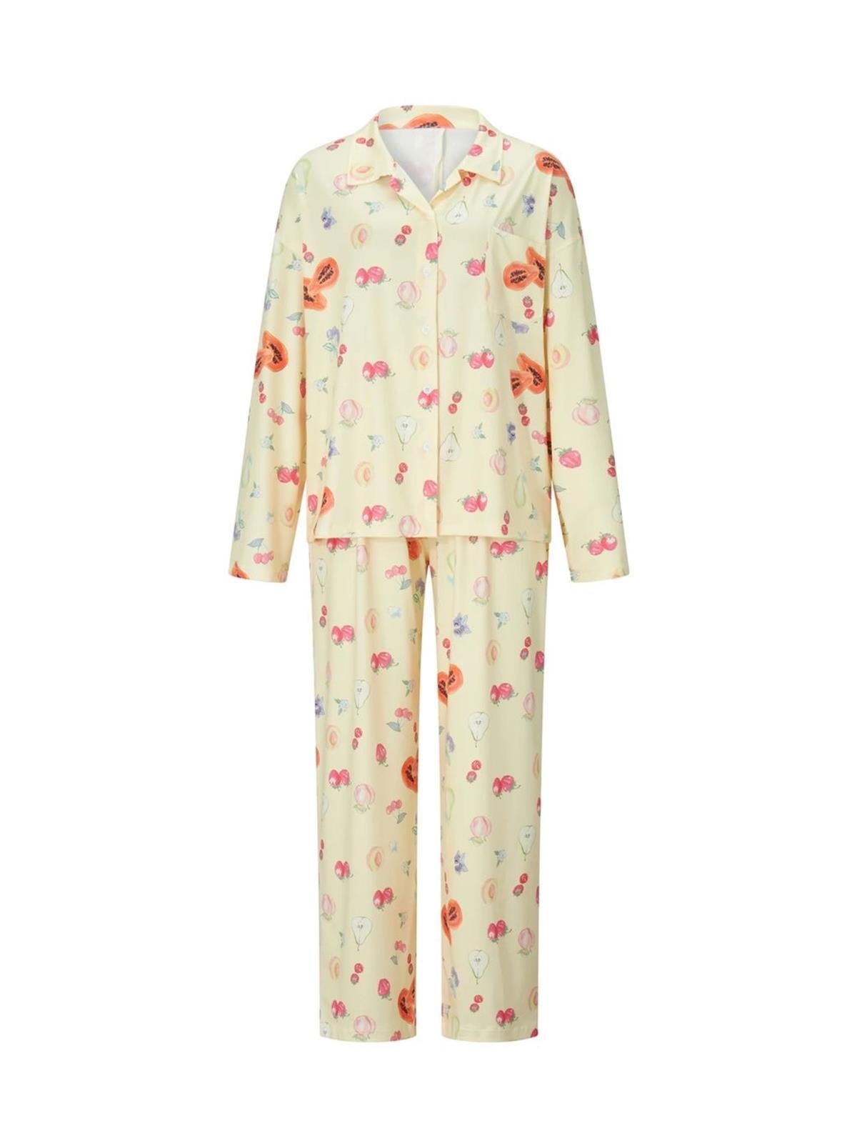 Meyve Desenli Uzun Kollu Pijama Takımı