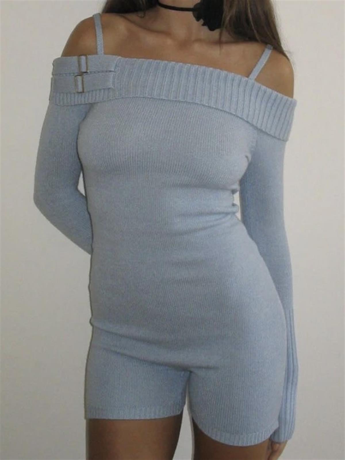 Mini Mavi Örgü Tulum