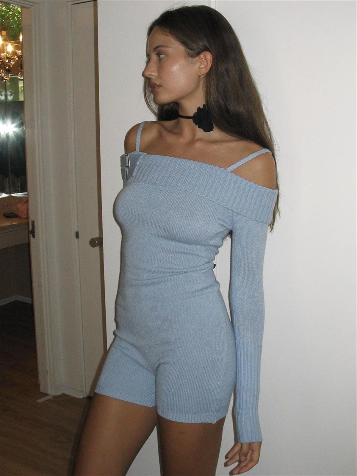 Mini Mavi Örgü Tulum