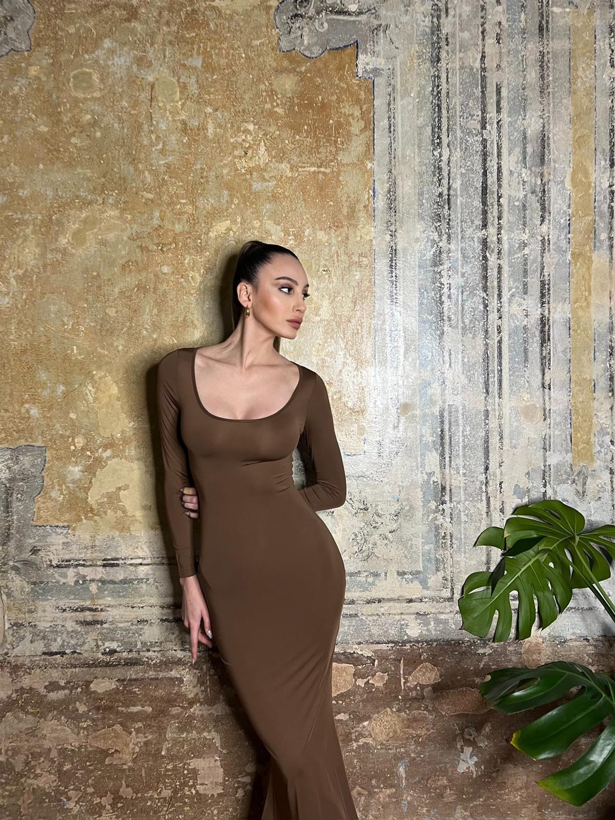 Pare Uzun Kollu Elbise