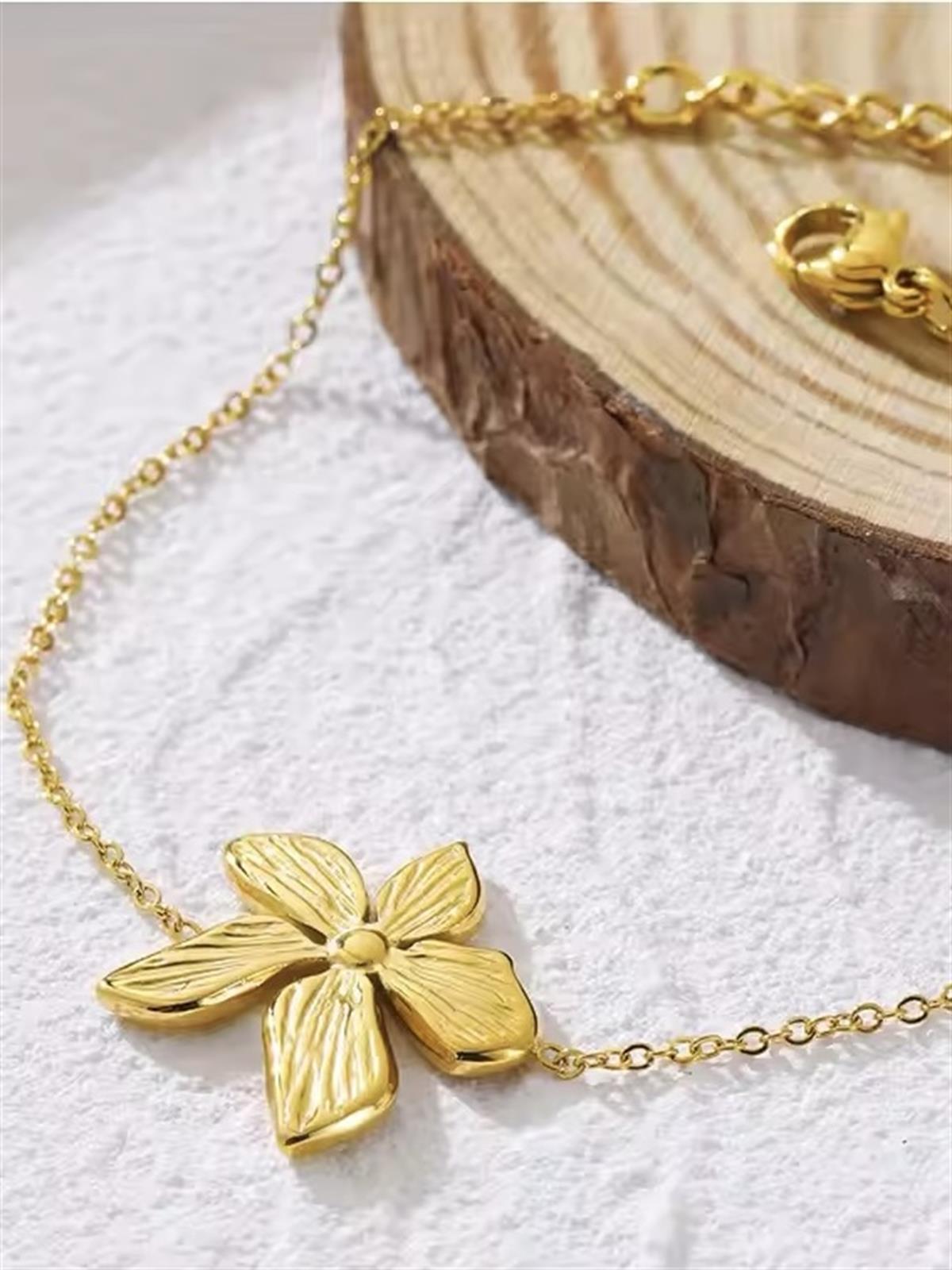 Paslanmaz Çelik Zincir Çiçek Bileklik