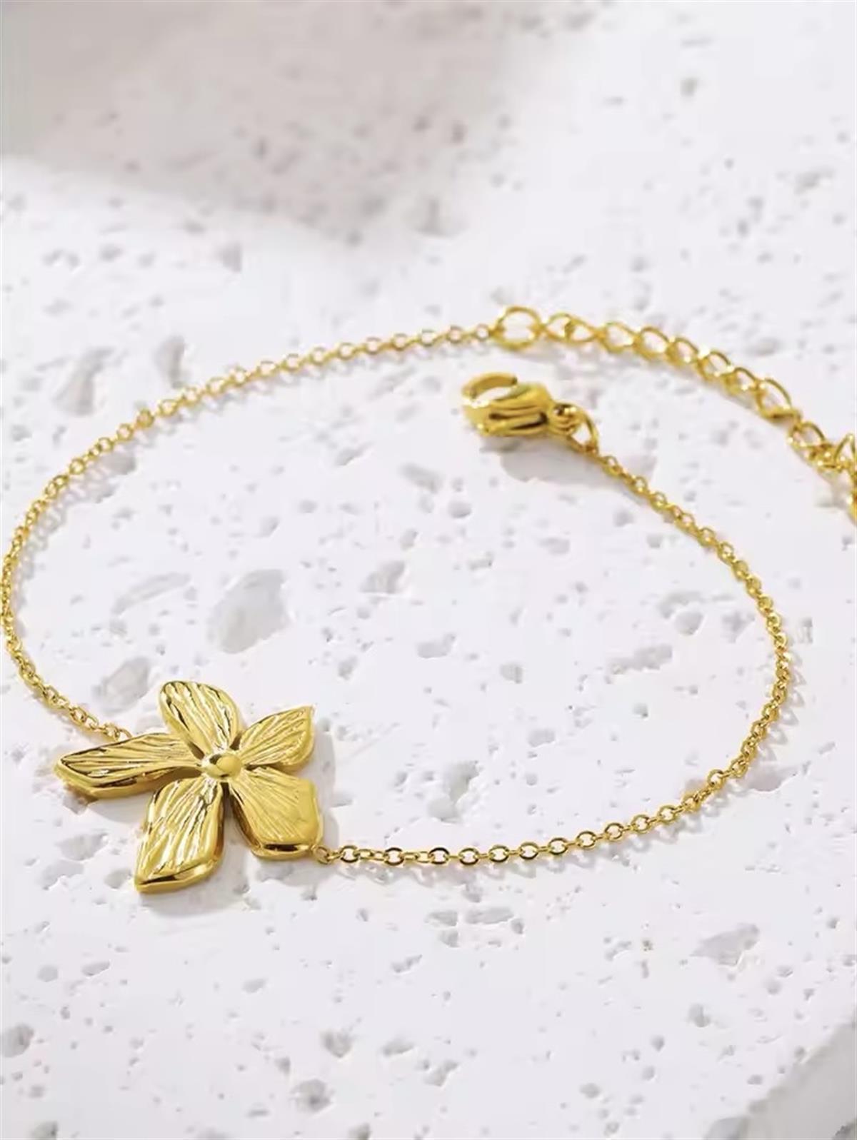 Paslanmaz Çelik Zincir Çiçek Bileklik