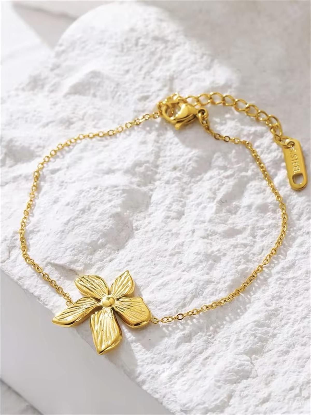 Paslanmaz Çelik Zincir Çiçek Bileklik