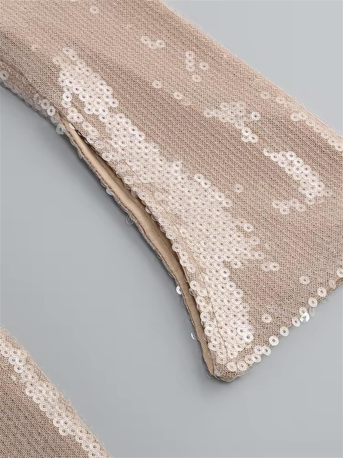 Payetli V Yaka Mini Elbise