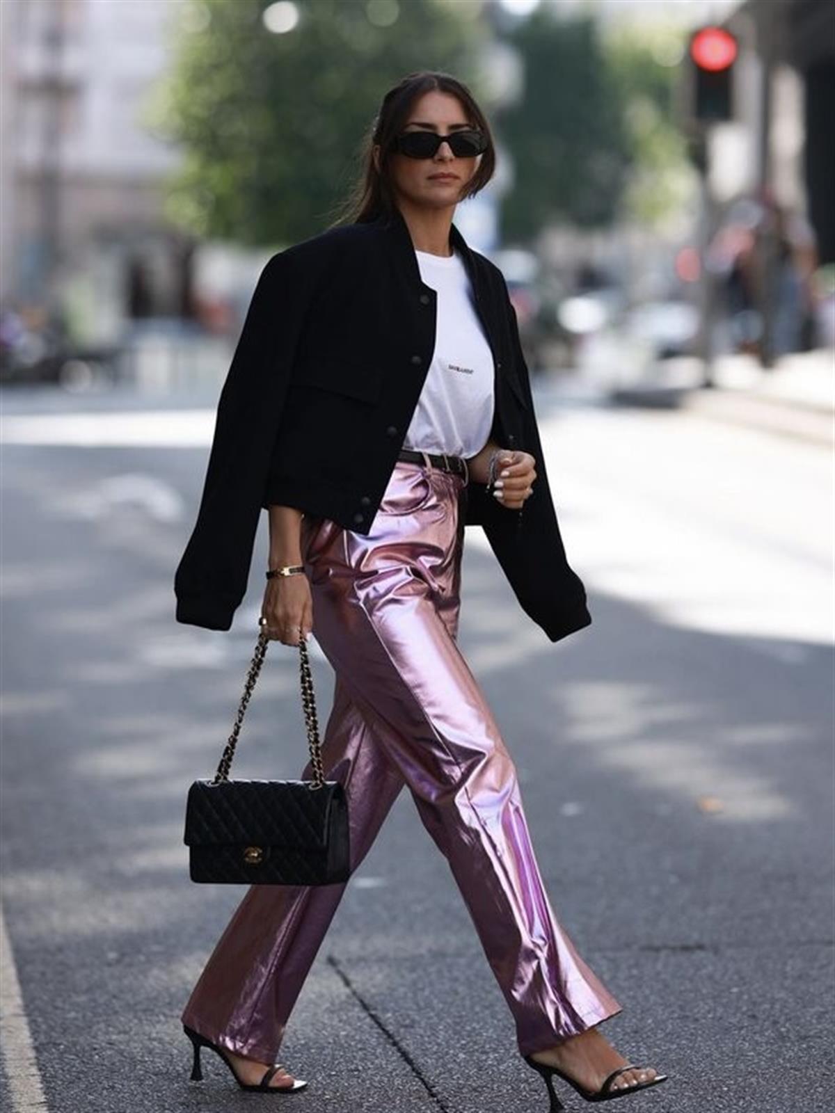 Pembe Metalik Pantolon