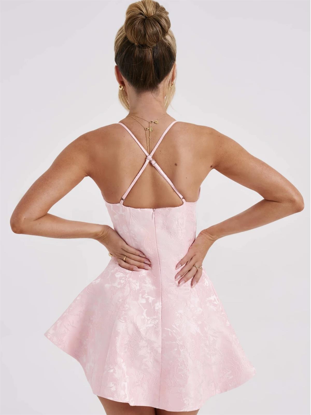 Pembe Mini Fırfırlı Elbise