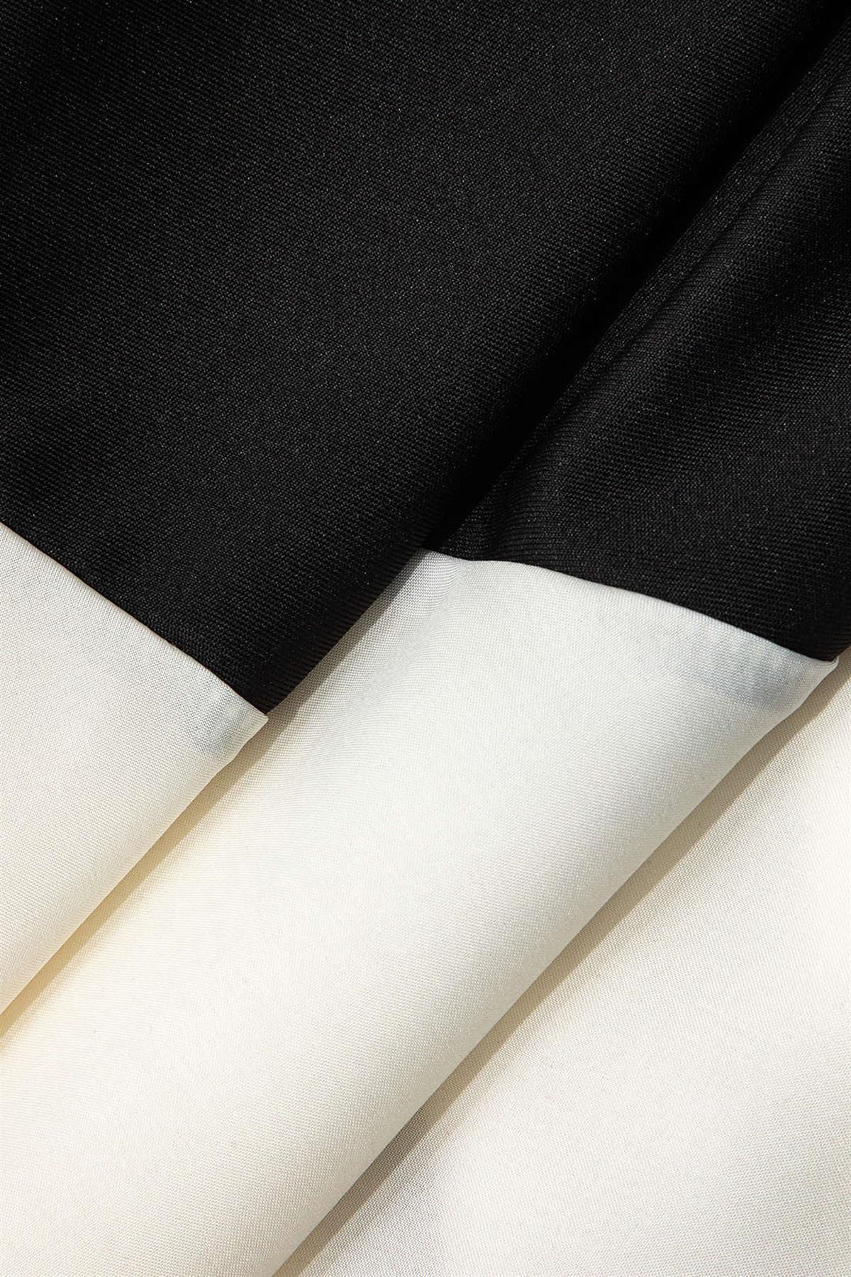 Pileli Kelebek Formlu Siyah Askılı Elbise