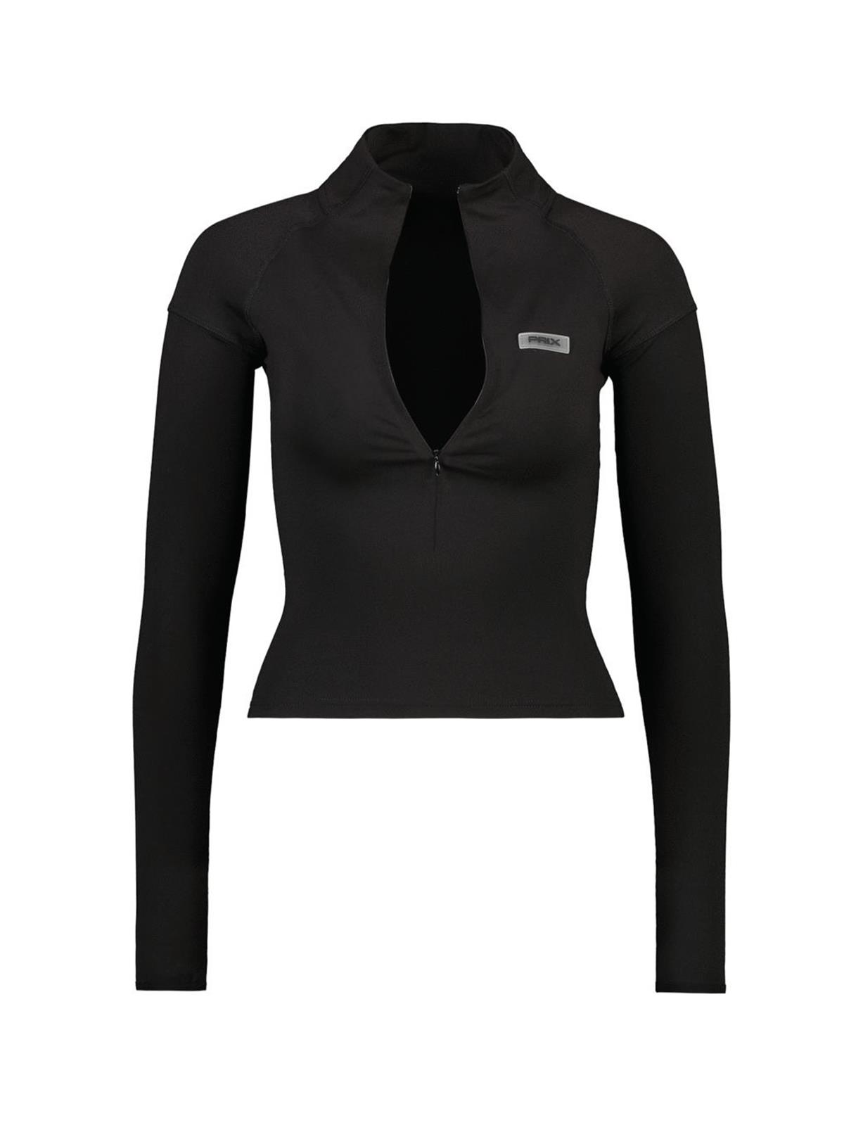 Prıx Esnek Fermuarlı Siyah Body