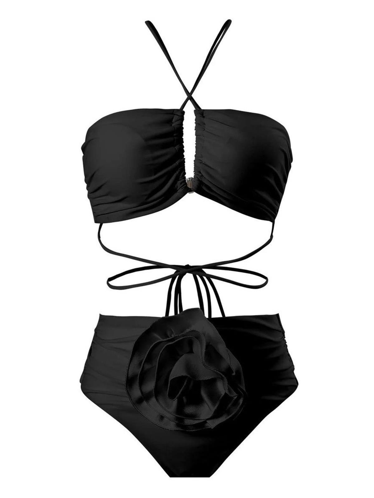 Rosa Yüksek Bel Siyah Bikini Takımı