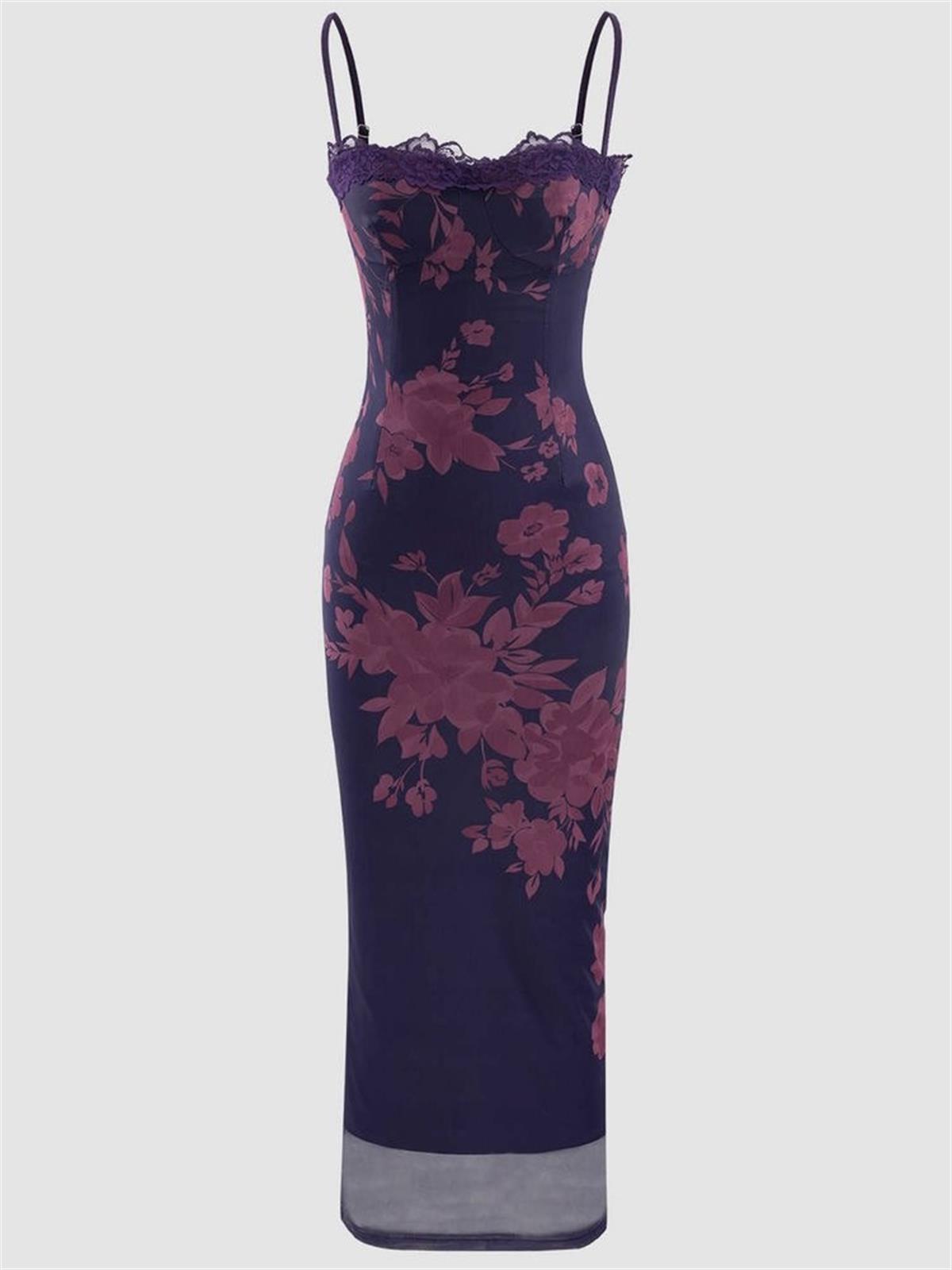 Rosen Dress - Çiçek Baskılı Astarlı Midi Elbise 