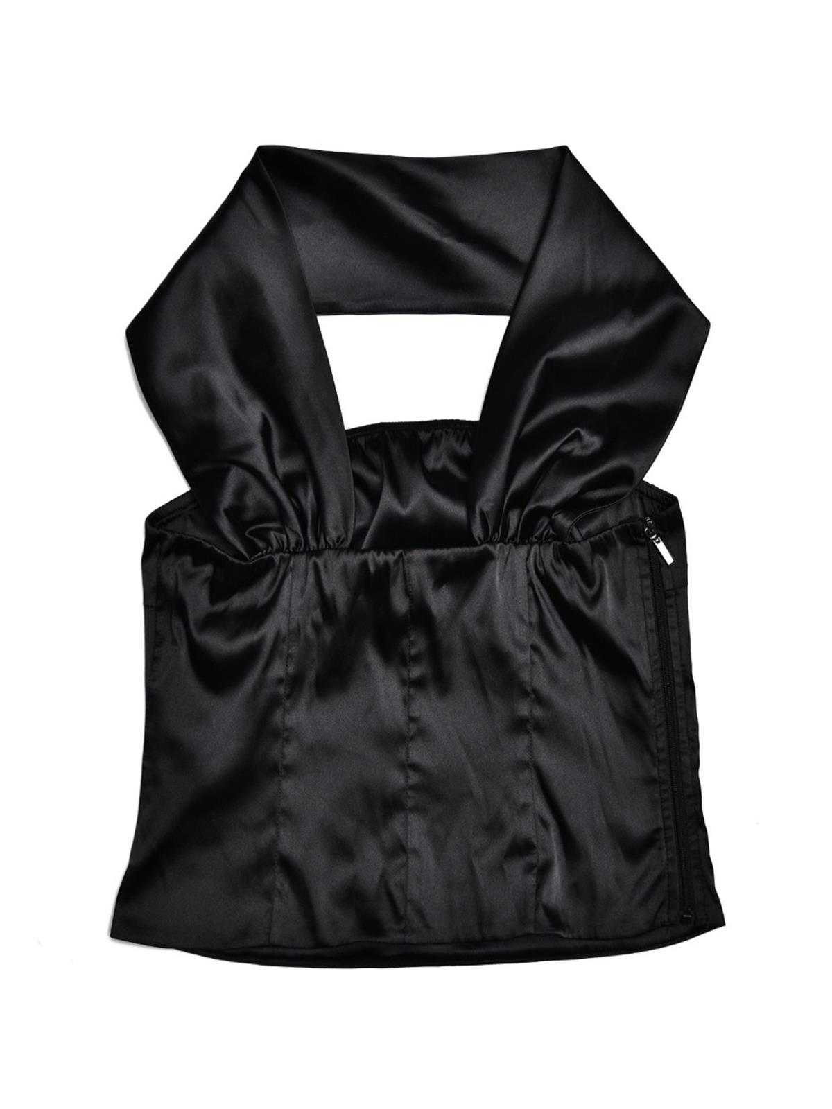 Saten Boyundan Bağlamalı Straplez Bluz