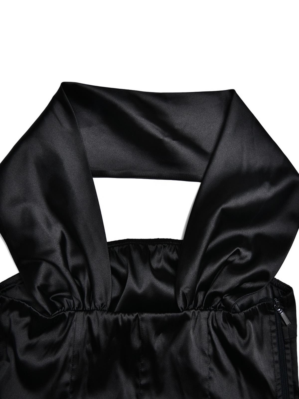 Saten Boyundan Bağlamalı Straplez Bluz