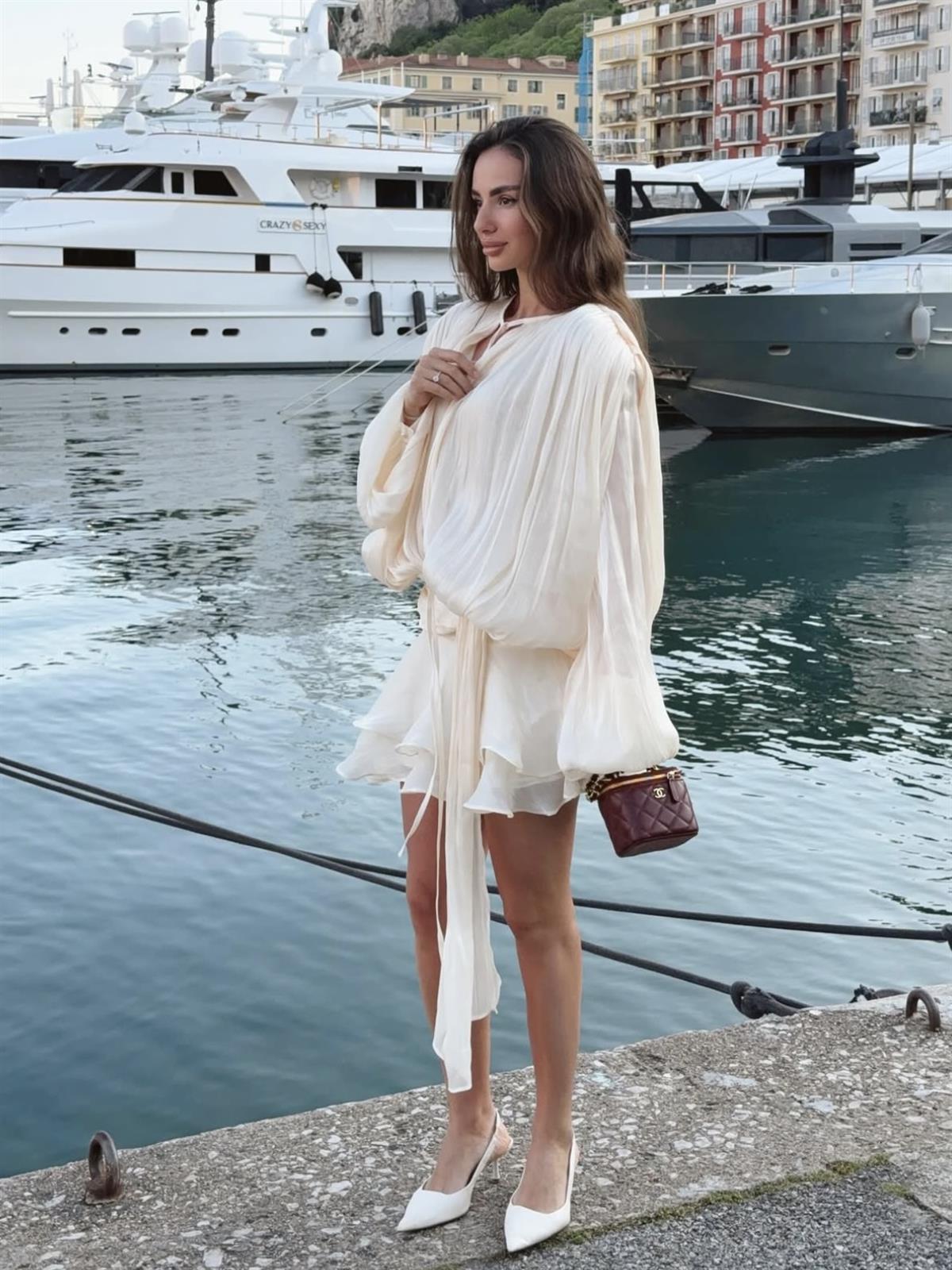 Saten Görünümlü Pliseli Mini Elbise