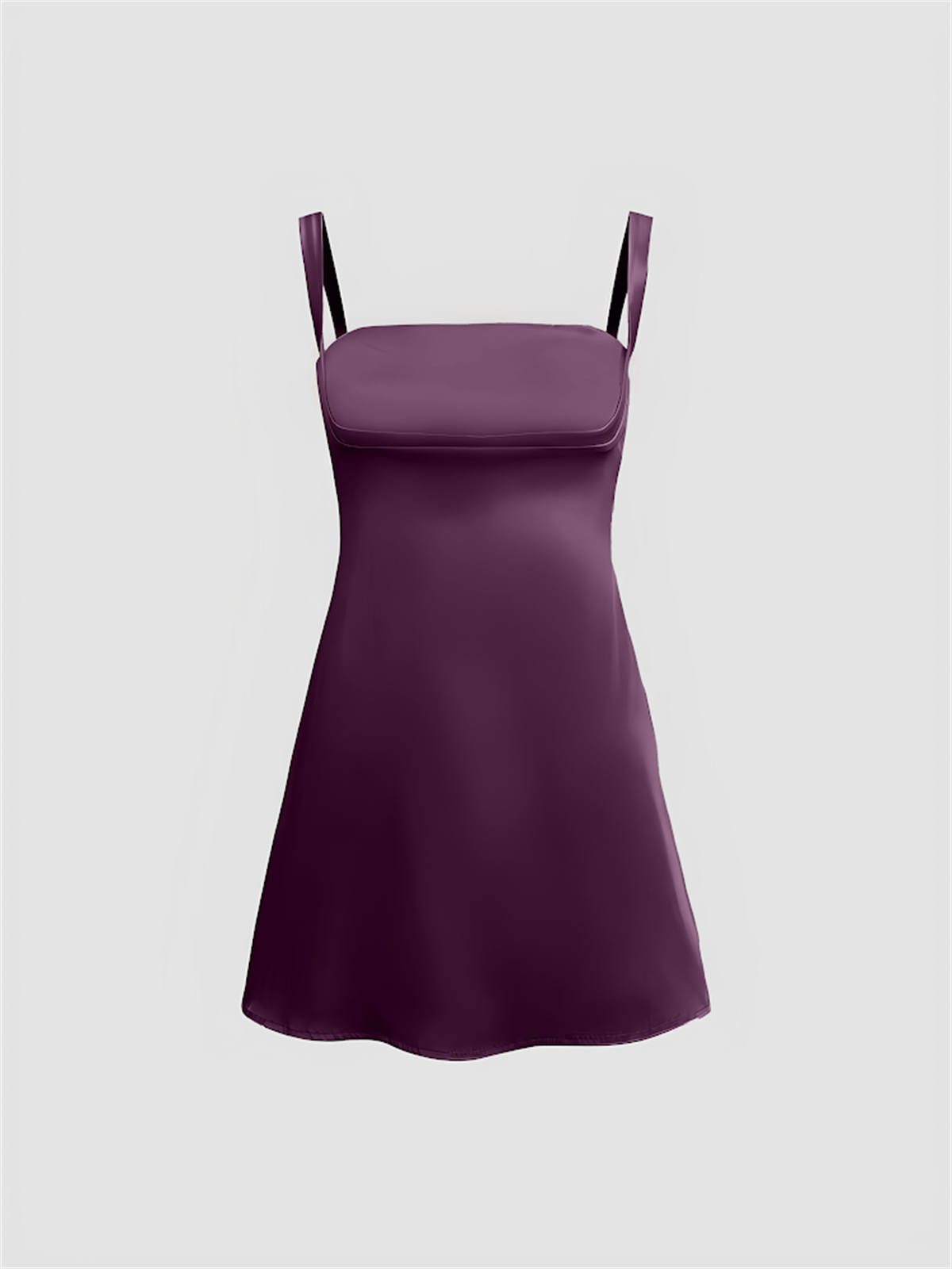 Saten Mini Elbise - Mürdüm