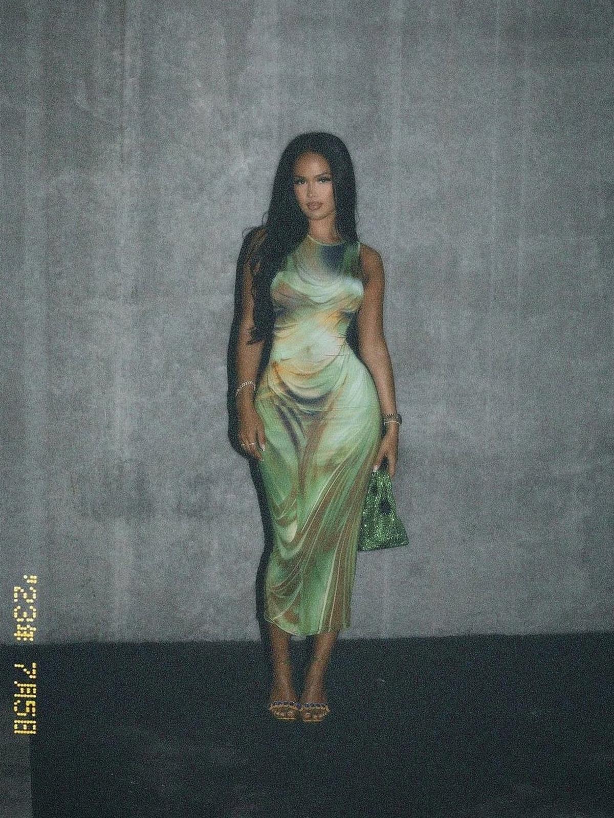 Sılhoutte Vücut Baskılı Elbise