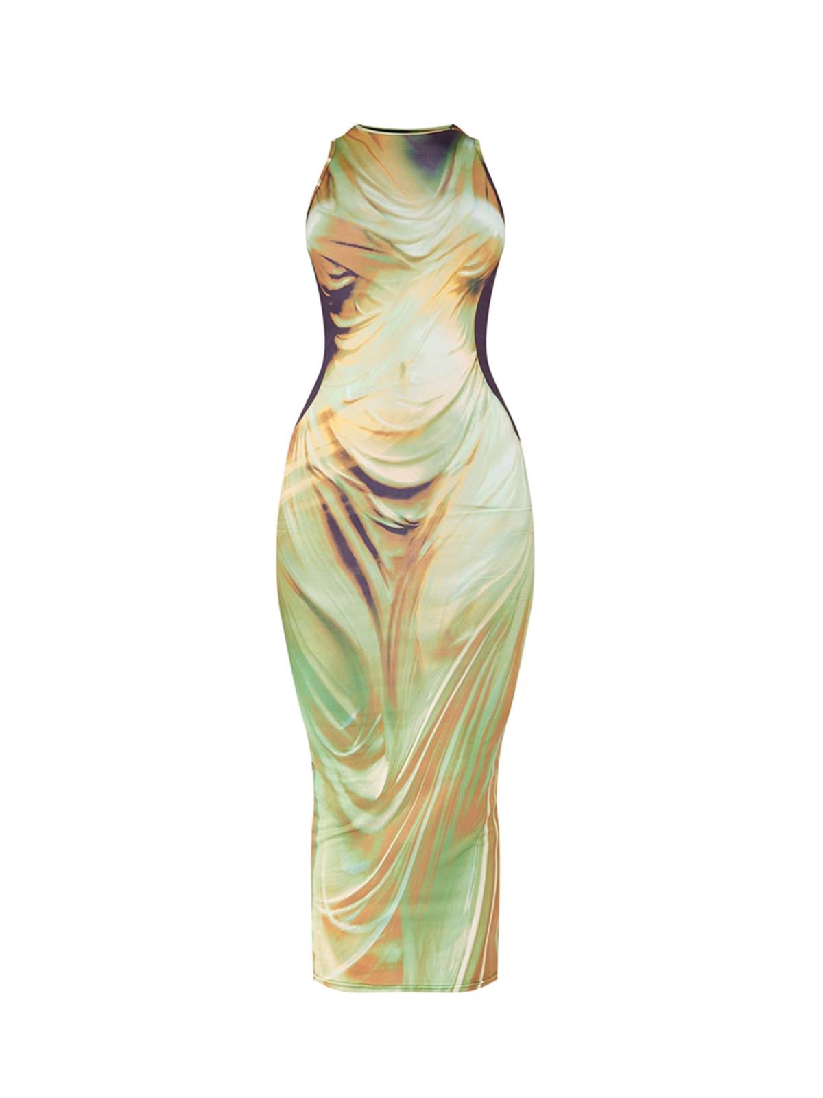 Sılhoutte Vücut Baskılı Elbise