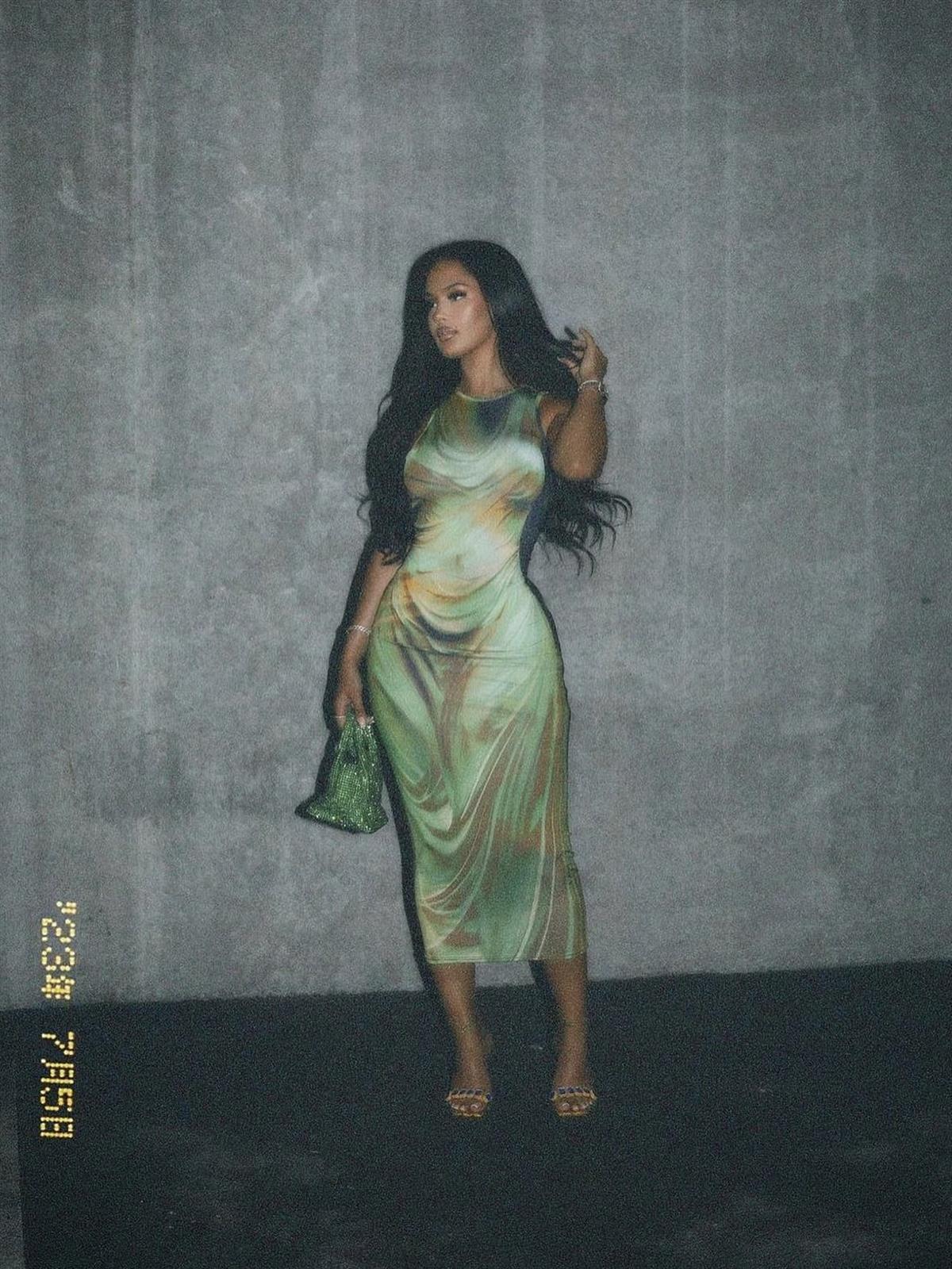 Sılhoutte Vücut Baskılı Elbise