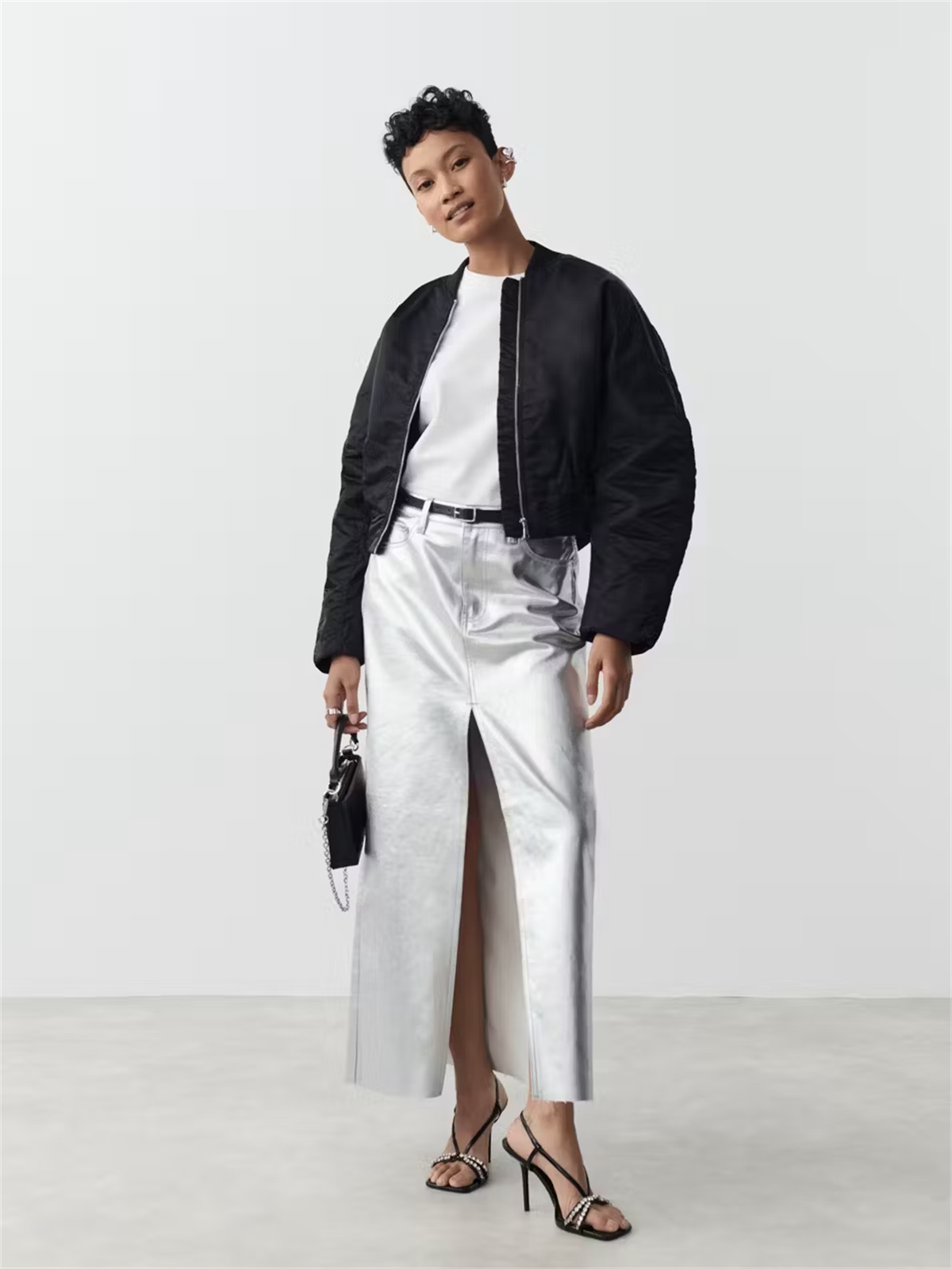 Sılver Uzun Yırtmaç Detaylı Etek