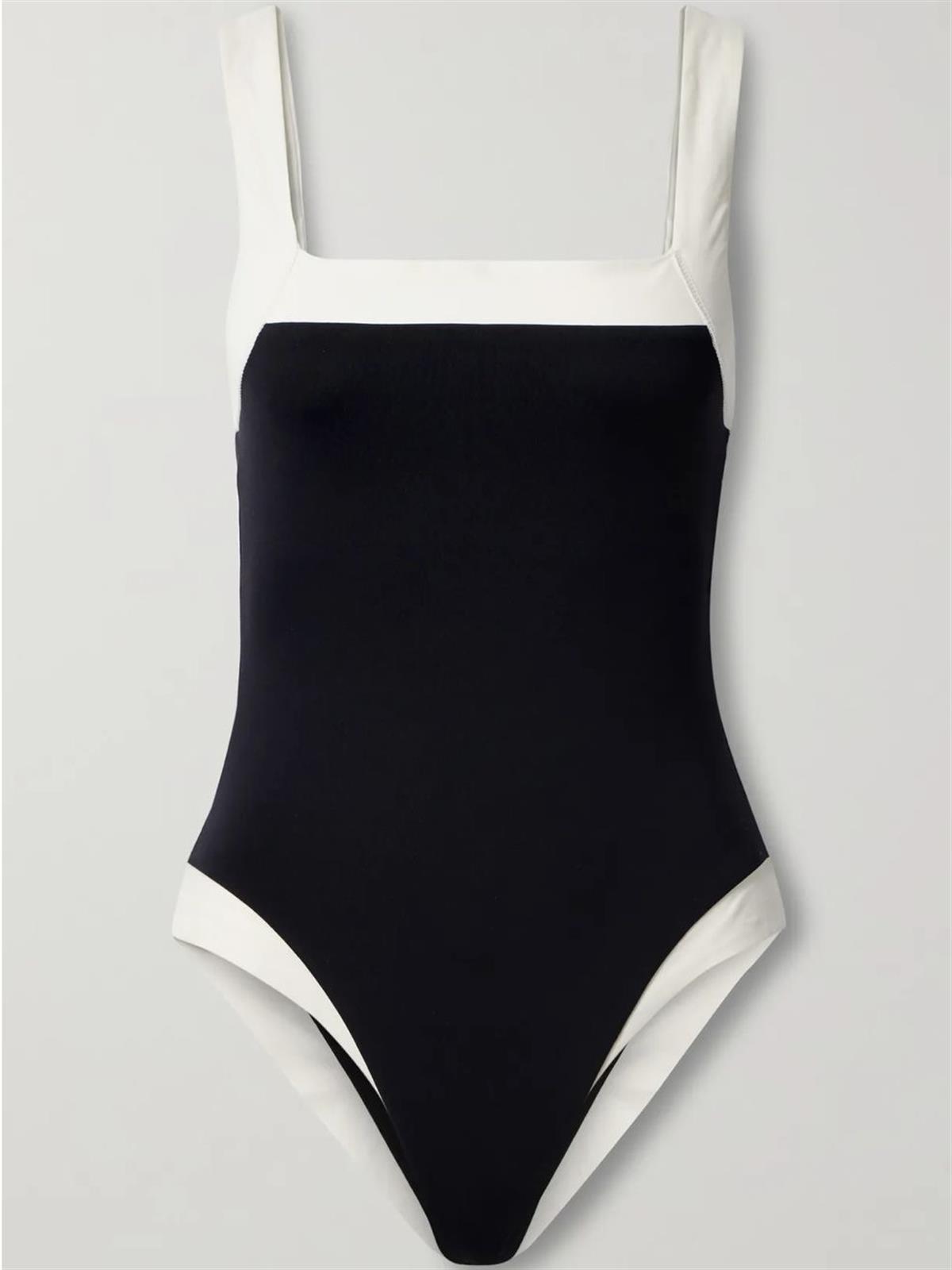 Siyah Beyaz Kare Yaka Mayo