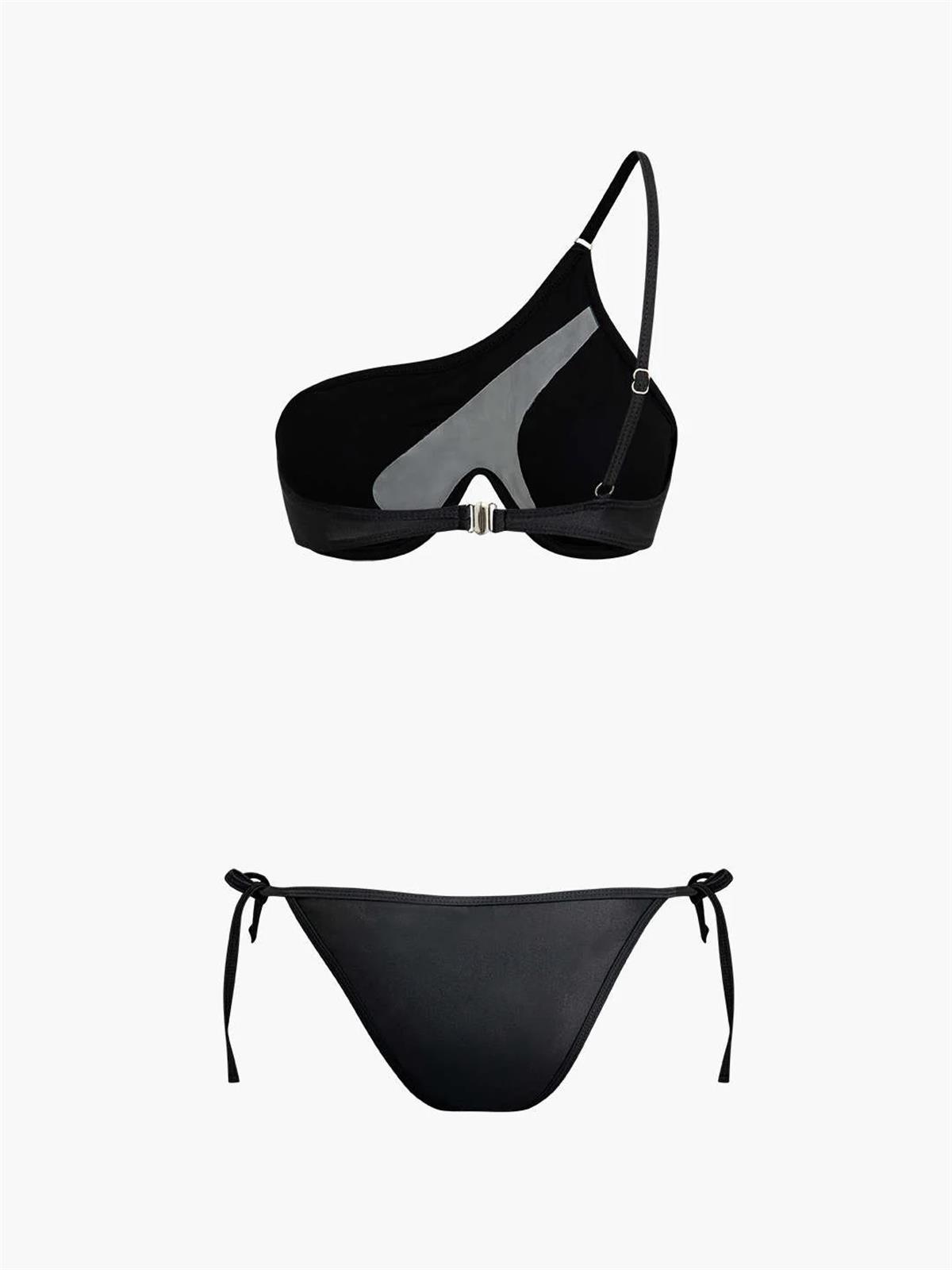 Transparan Detalı Asimetrik Bikini Takımı