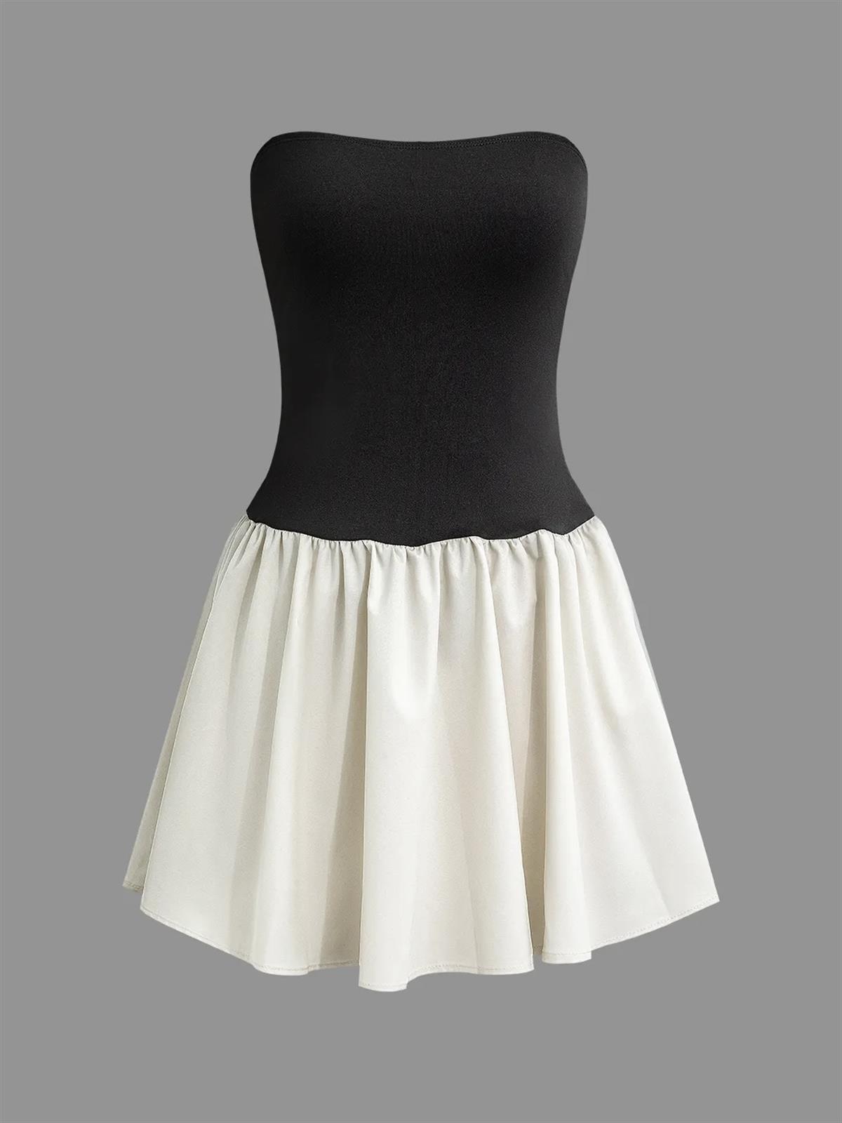 Straplez Büzgülü Mini Elbise