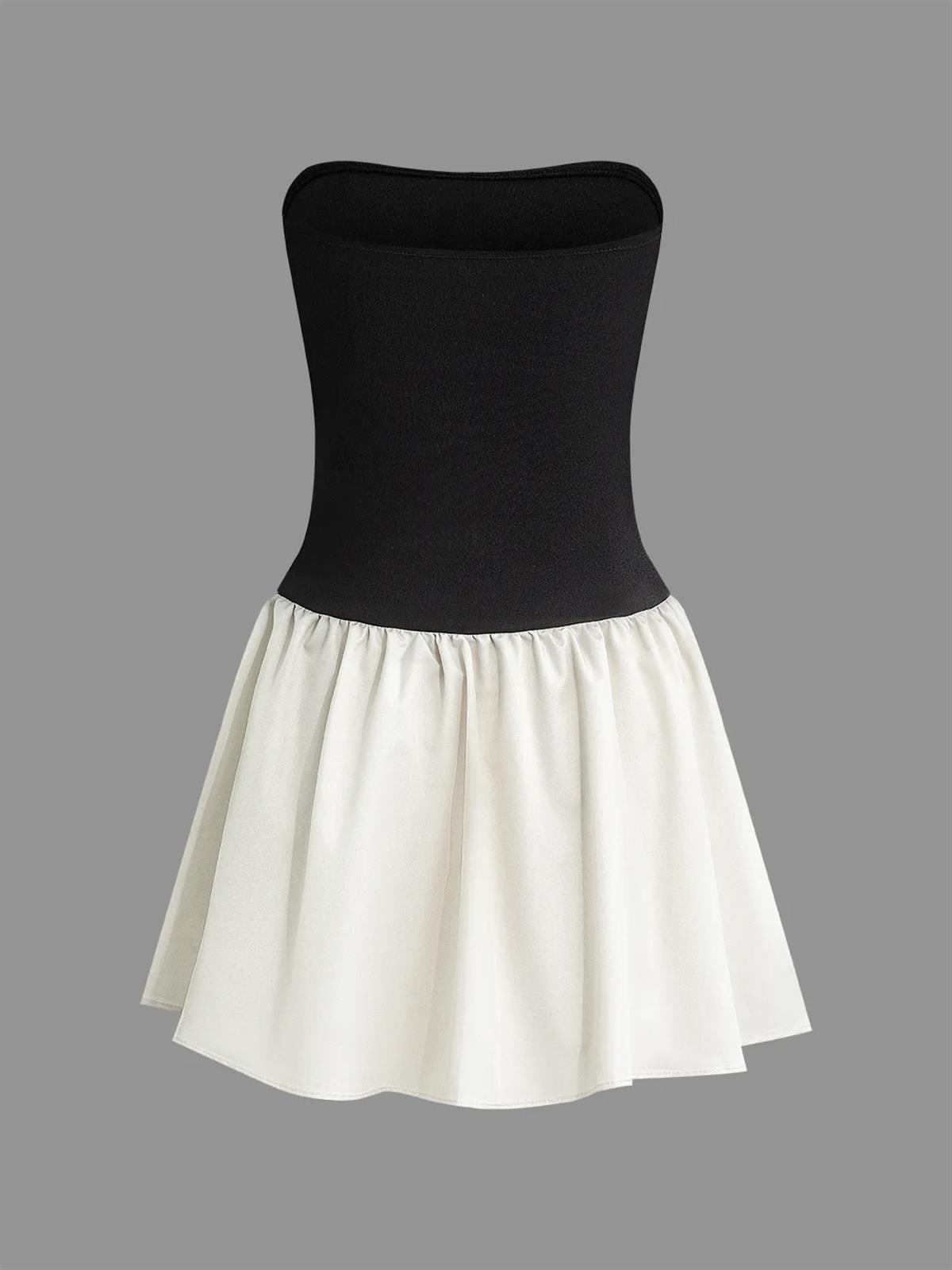 Straplez Büzgülü Mini Elbise