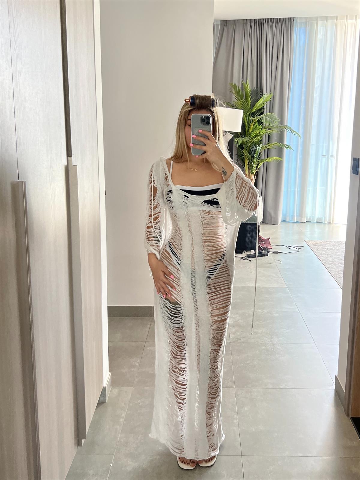 Transparan Örgü Plaj Elbisesi