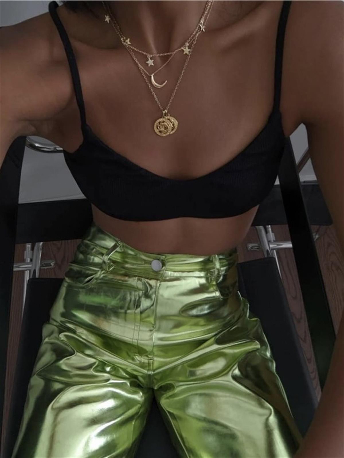 Yeşil Metalik Pantolon