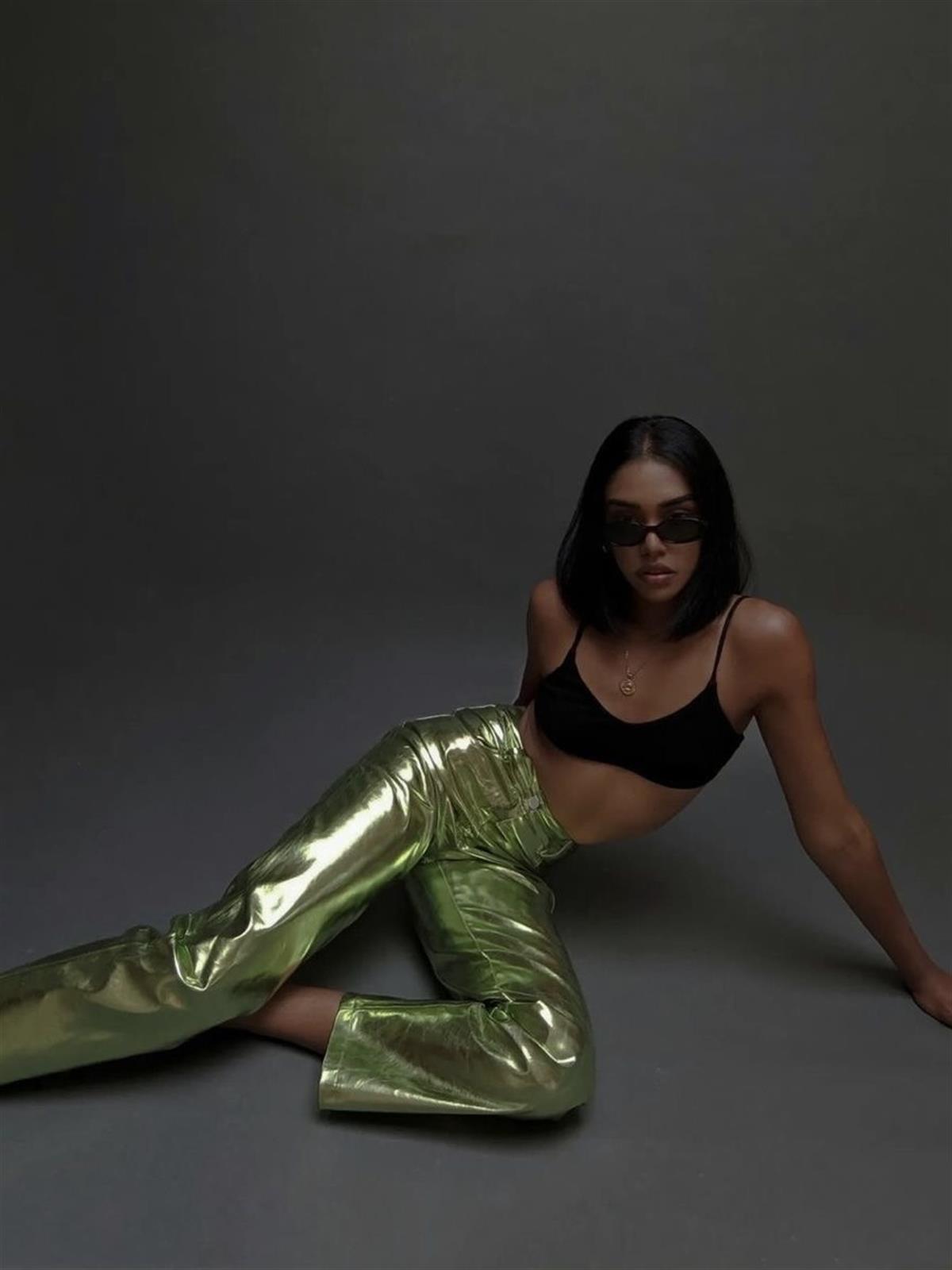 Yeşil Metalik Pantolon