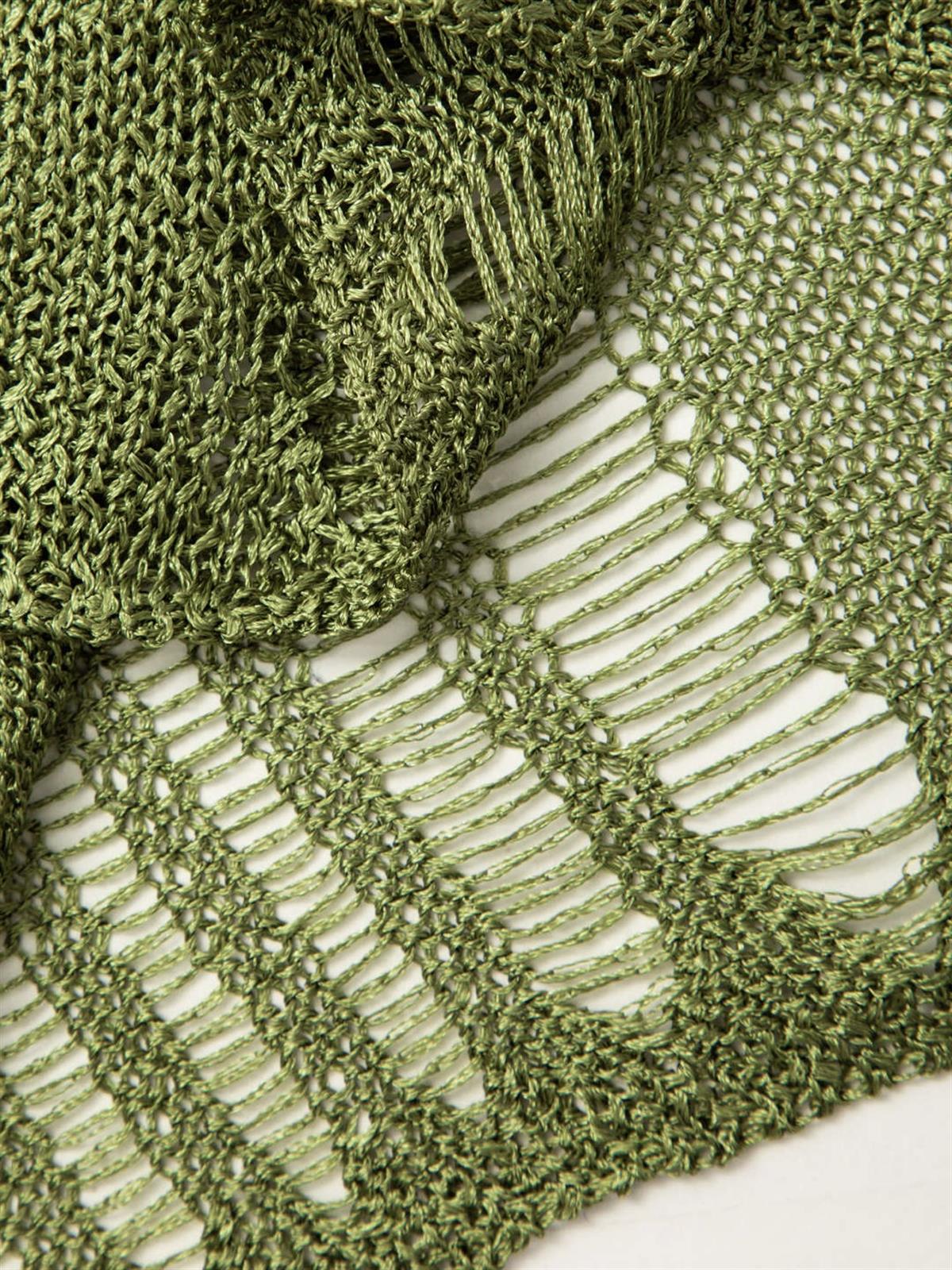 Yeşil Örgü Transparan Elbise