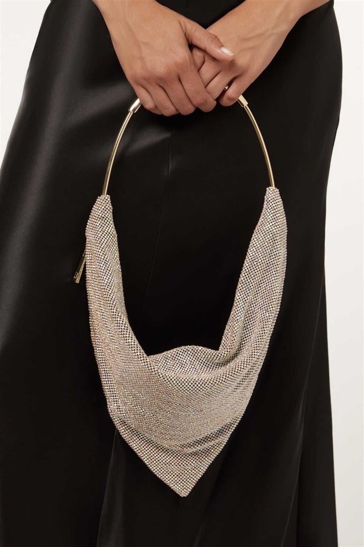 Zincir Dökümlü Gold Gece Çantası