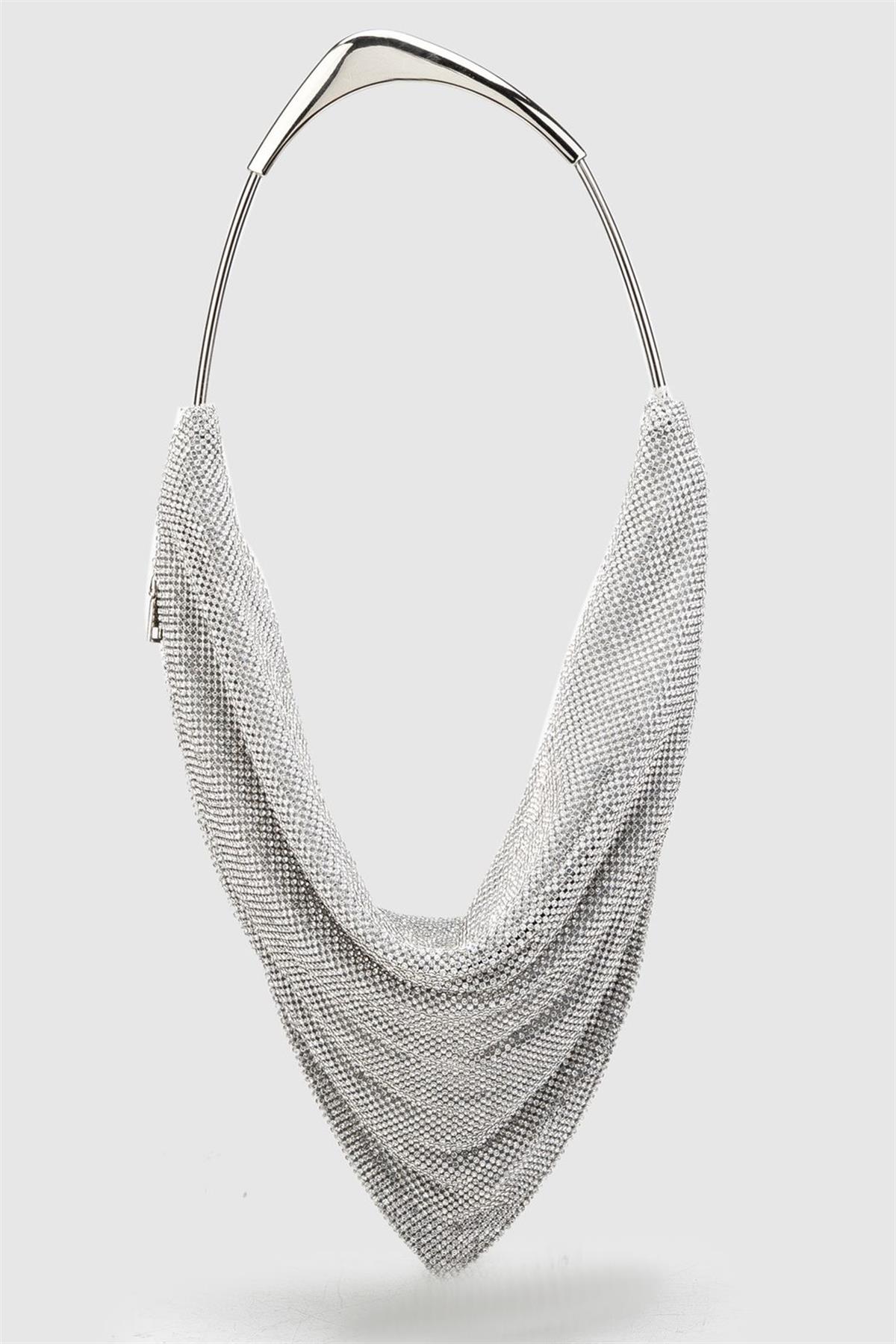 Zincir Dökümlü Silver Gece Çantası