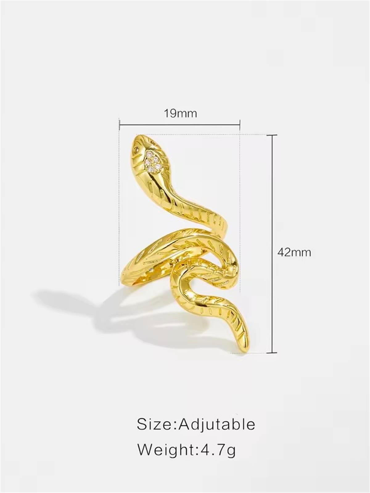 Zirkon Gold Yılan Yüzük / 925 Ayar Gümüş