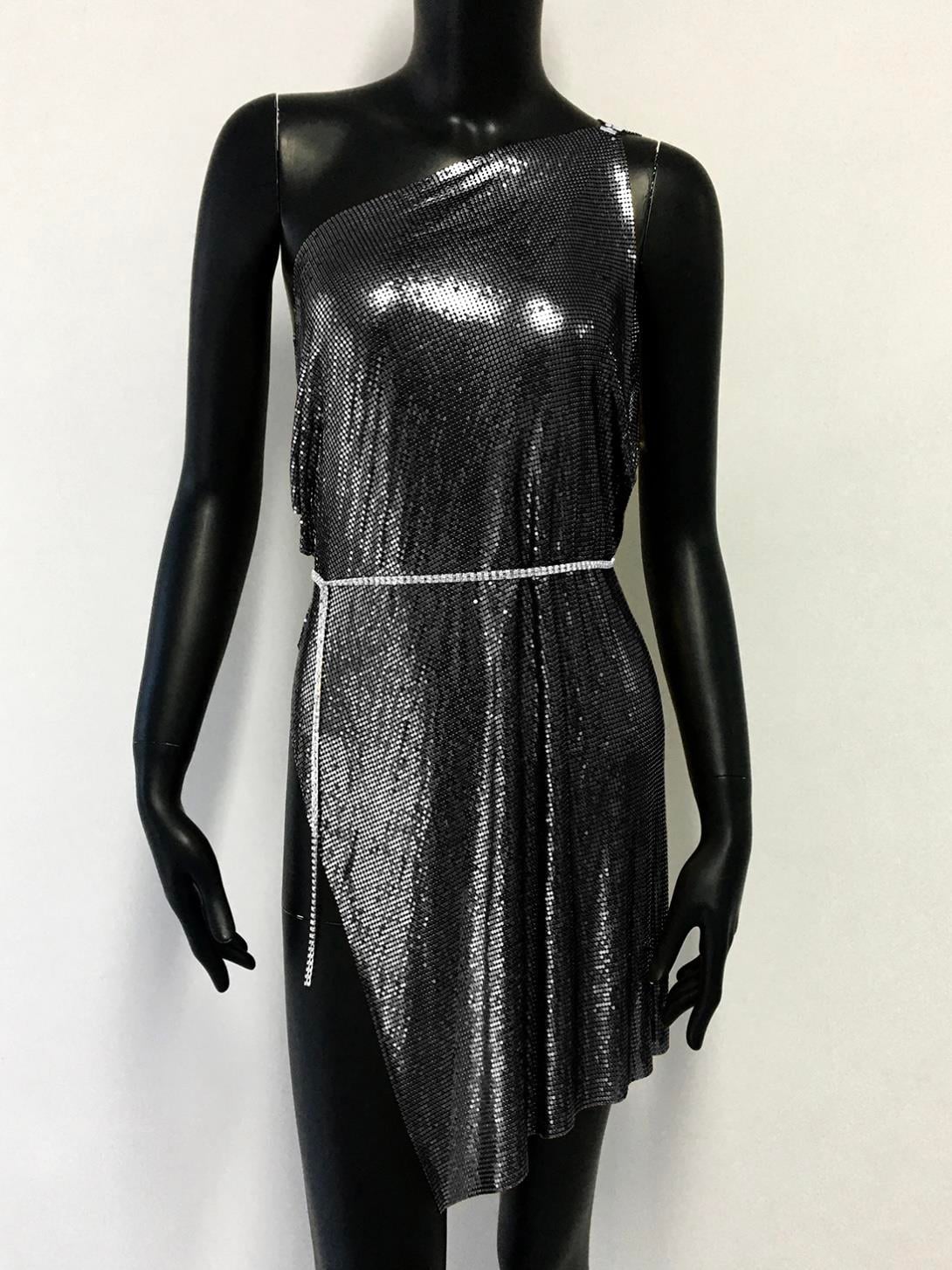 ASİMETRİK CHAINMAIL ELBİSE - SİYAH